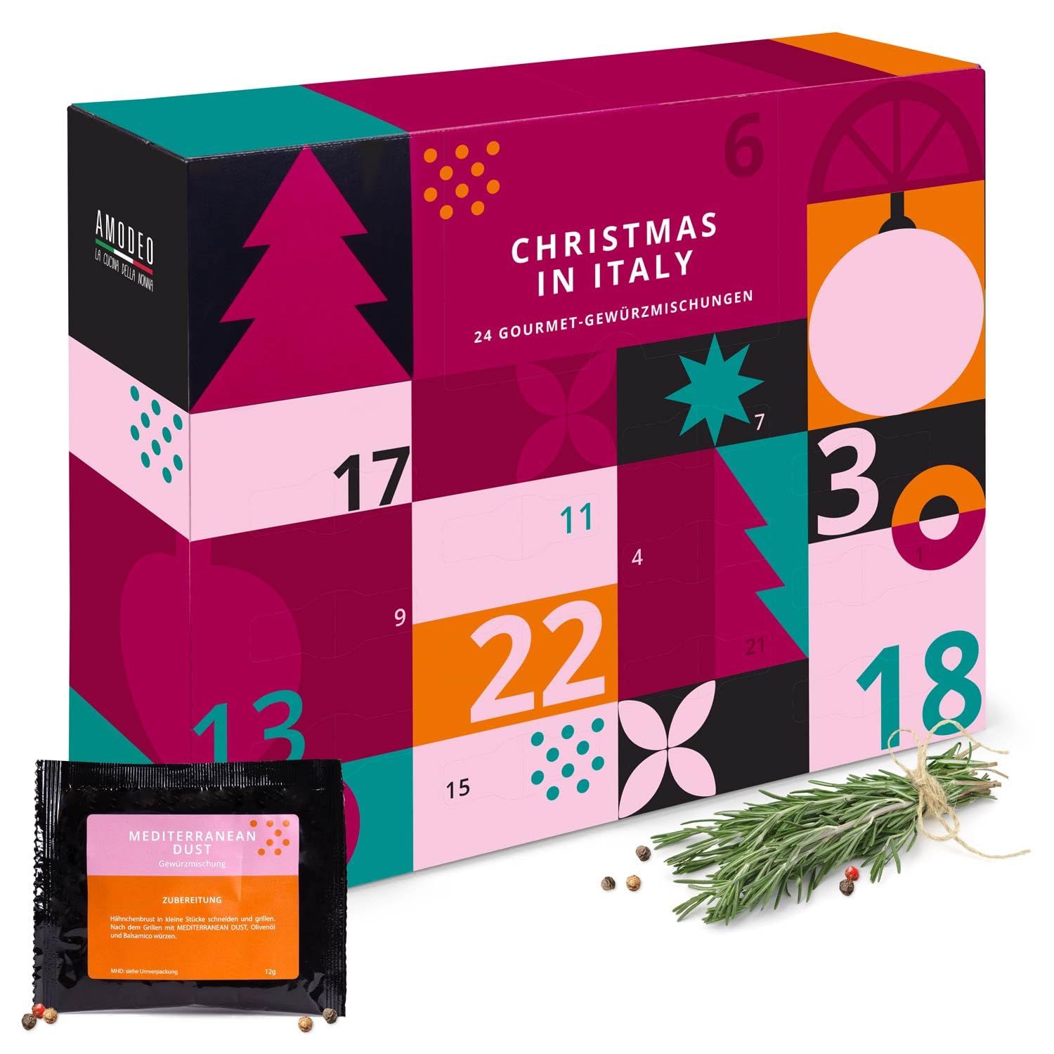 Amodeo Food Gewürz-Adventskalender Xmas in Italy