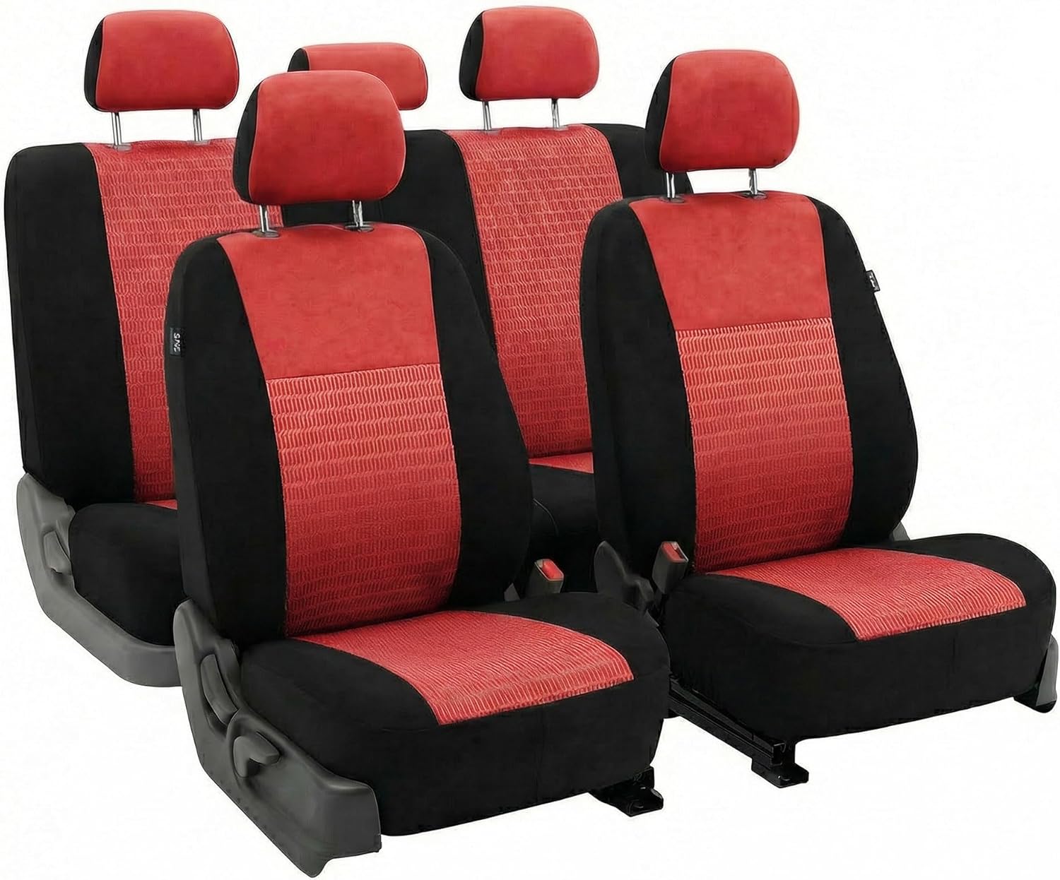 FH Group Car Seat Covers Trendy Elegance Red Full Set Automotive Seat Covers, Airbag and Split Rear Combo Non-Slip Dash Grip Pad Universal Fit Interior Accessories Cars Trucks SUV Car Accessories