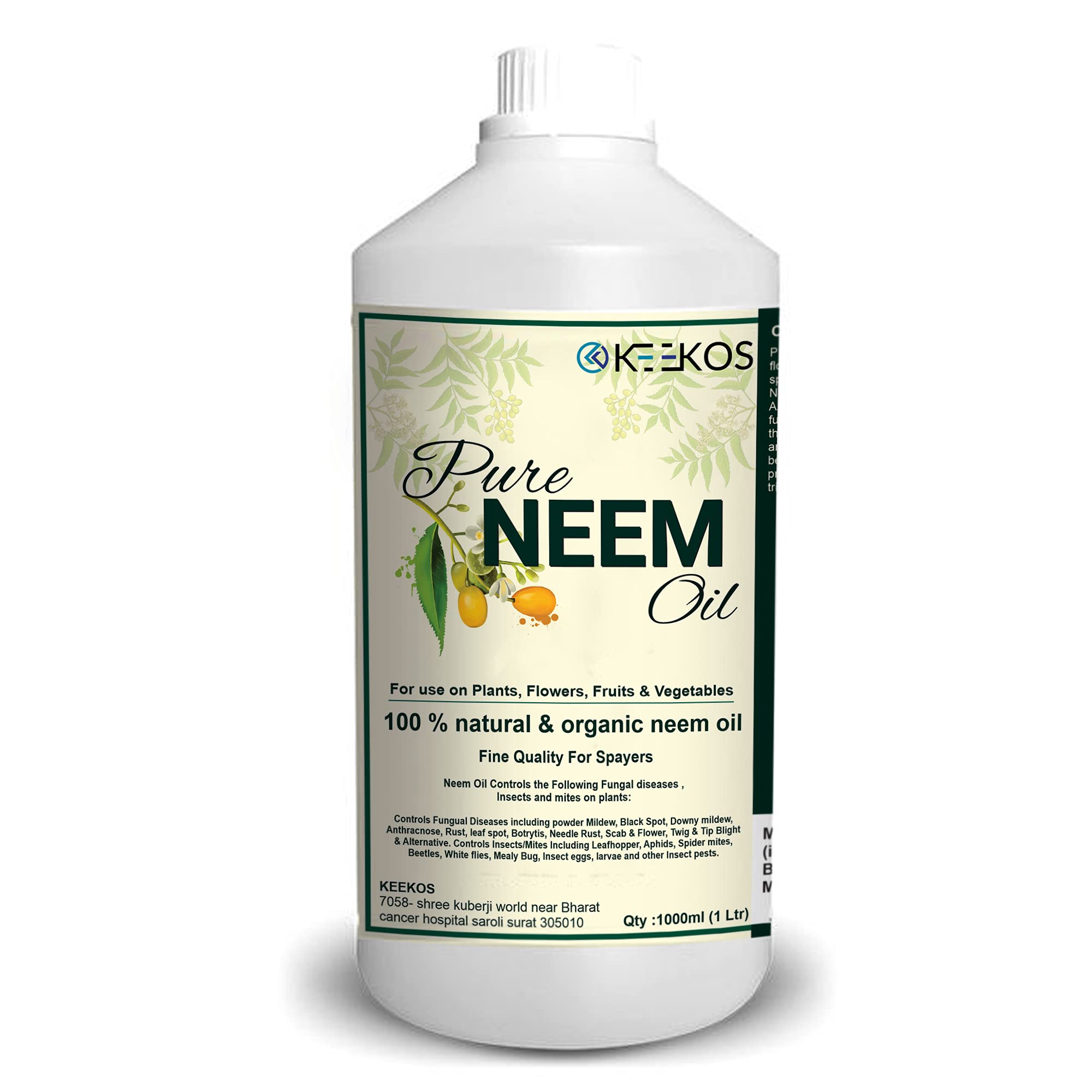 Keekos Organic Cold Pressed Water Soluble Pure Neem Oil for Spray on Indoor and Outdoor Plants with Free 25ml Measuring Cup (1000ml) (B0948P1VVF) Amazon Price History, Amazon Price Tracker