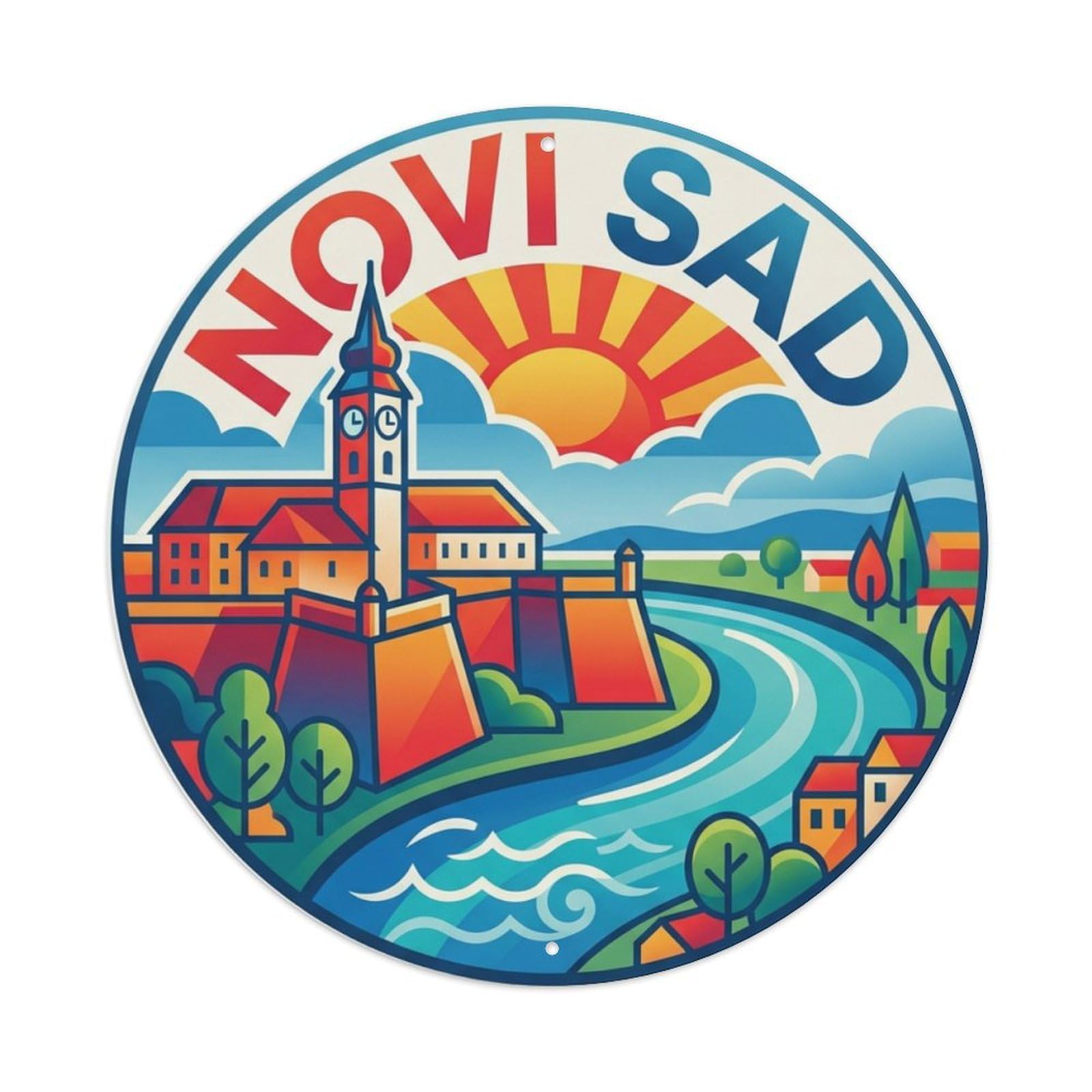 Metal Tin Sign Retro Travel Serbia Novi Sad