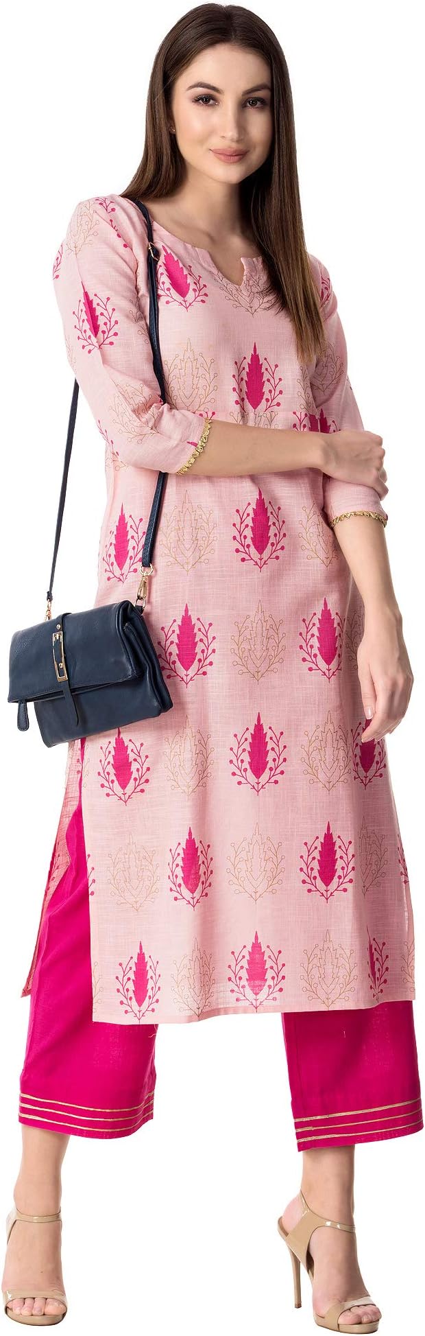 Khushal KKHUSHAL Women's Cotton Printed Kurta with Palazzo Set