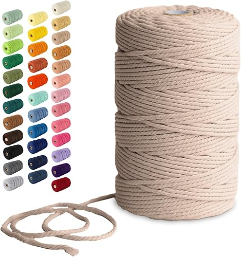 Nook Theory Hilo de macramé de 3mm 220 yardas - Cuerda de macramé suave de 4mm, 5mm perfecta para nudos - Suministros de macramé para colgadores de