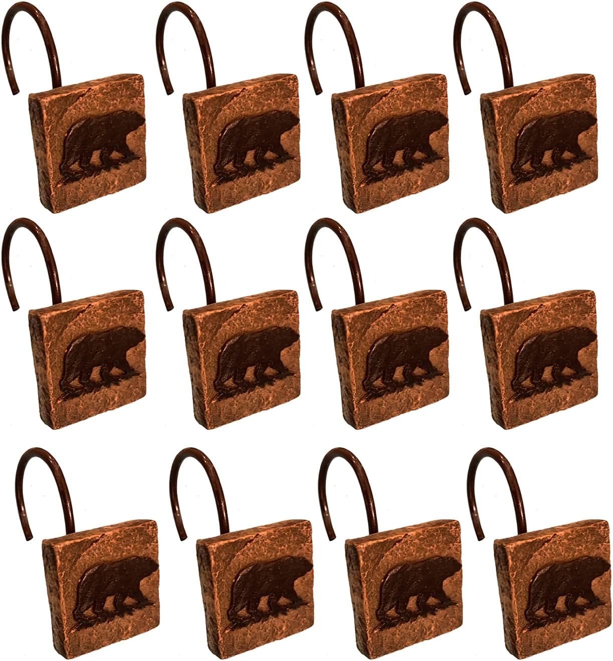 Rustic Walking Bear Shower Curtain Hooks / Rings for