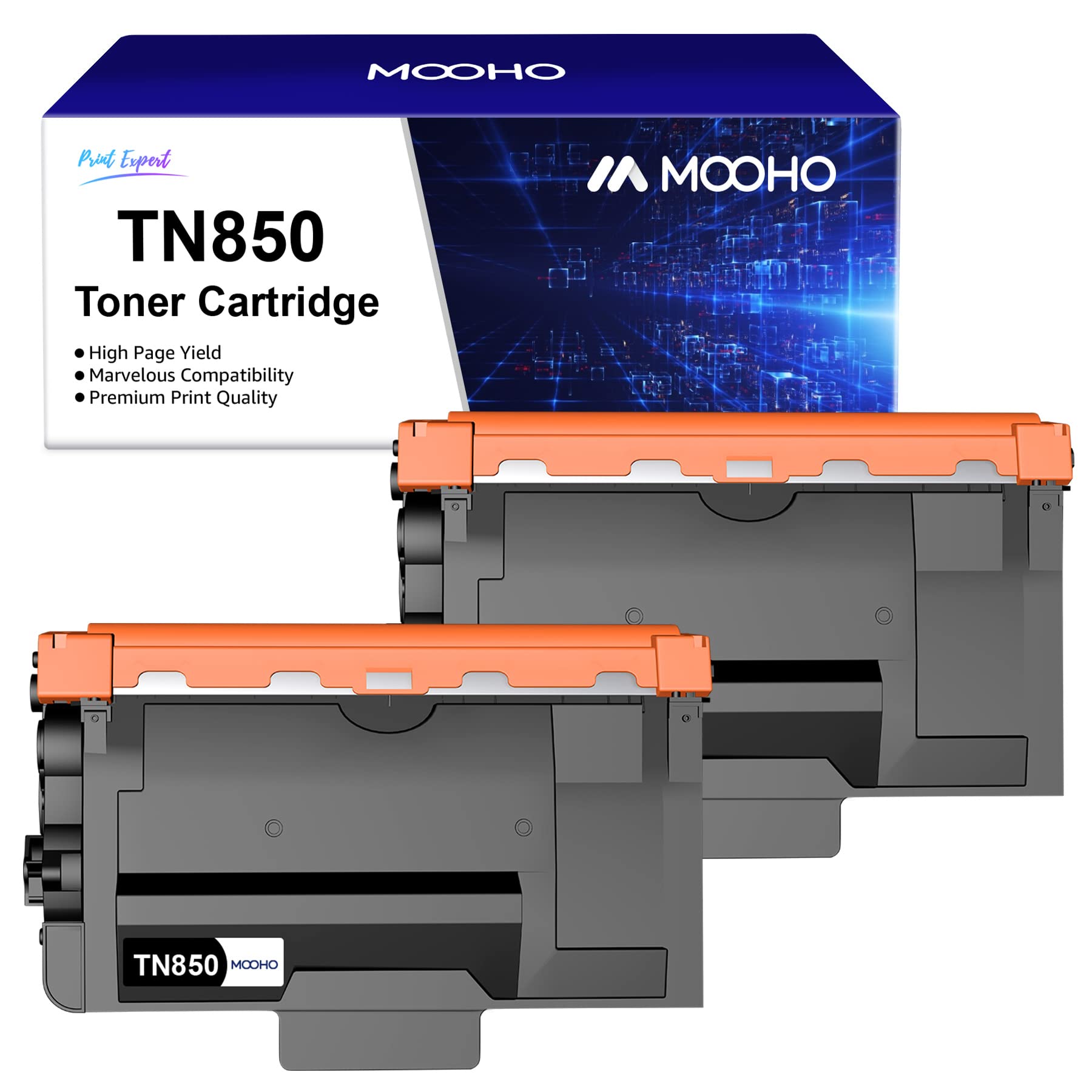 Mooho Compatible Toner Cartridge Replacement for Brother TN850 TN 850 TN-850 TN820 TN 820 TN-820 for MFC-L5900DW HL-L6200DW MFC-L5850DW MFC-L5800DW MFC-L6700DW HL-L5100DN Toner Printer (Black, 2-Pack)