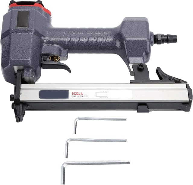 Yosoo Air Nailer, Portable Air Nailer Pneumatic Straight Nail Guns Nails Stapler for Woodworking Projects CNC Machine Tool for Furniture Assembly
