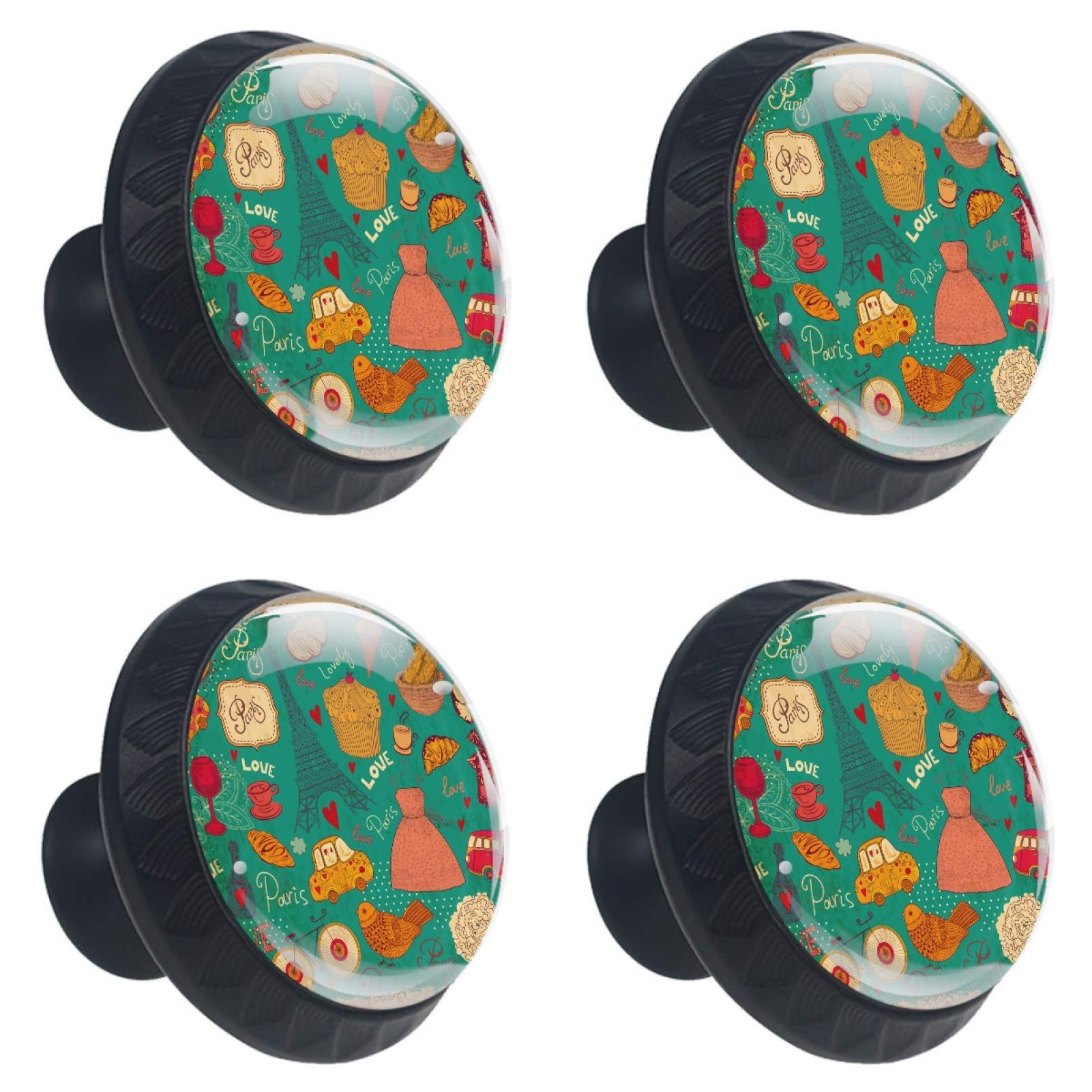 Boutons de meuble en verre 30mm Paris Tour Eiffel Prise en main parfaite pour armoire et coffre