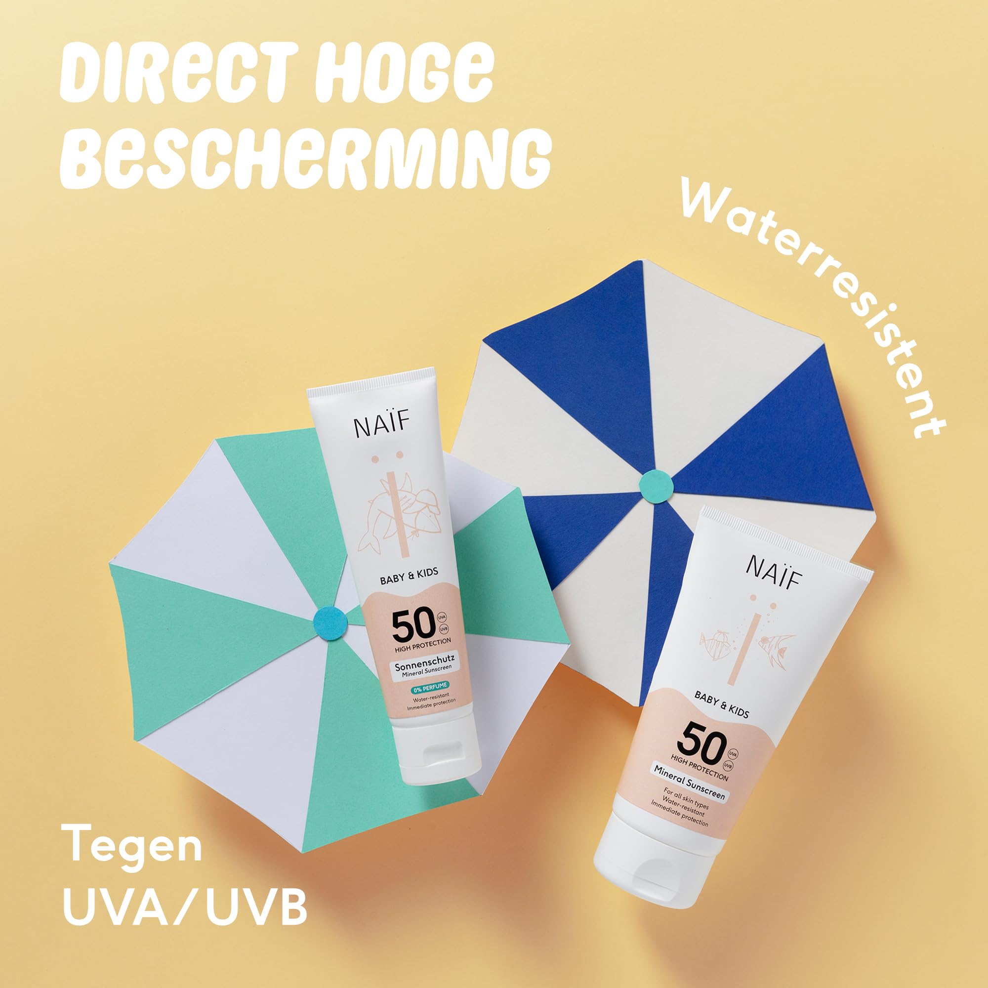 Naïf Crema solare minerale - per Neonati e Bambini - Protezione elevata - Resistente all'acqua - Vegano - SPF50-100ml