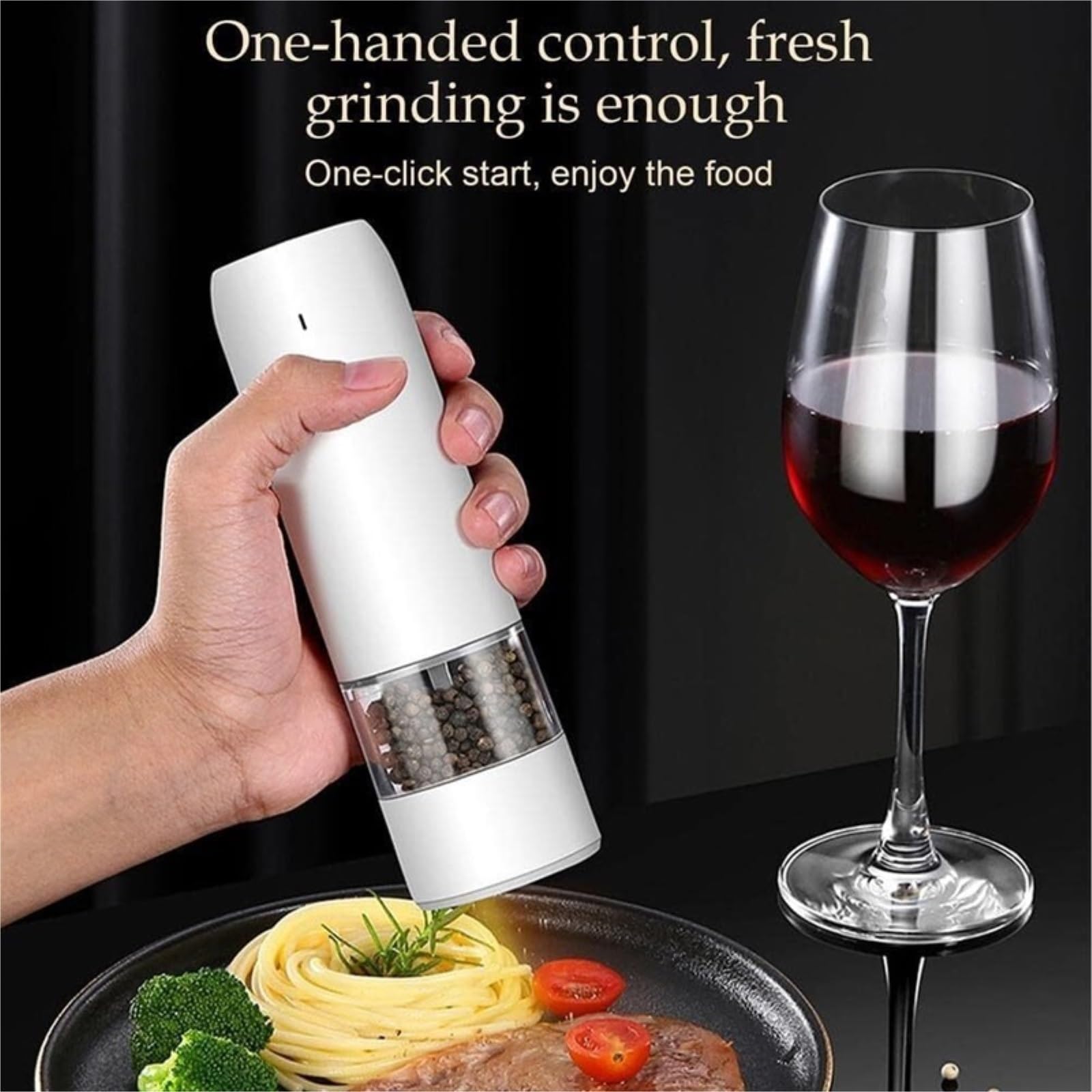 Saleros De Cocina Molinillo Eléctrico De Sal Y Pimienta, Especias con Carga USB, Grosor Ajustable Molinillo Pimienta
