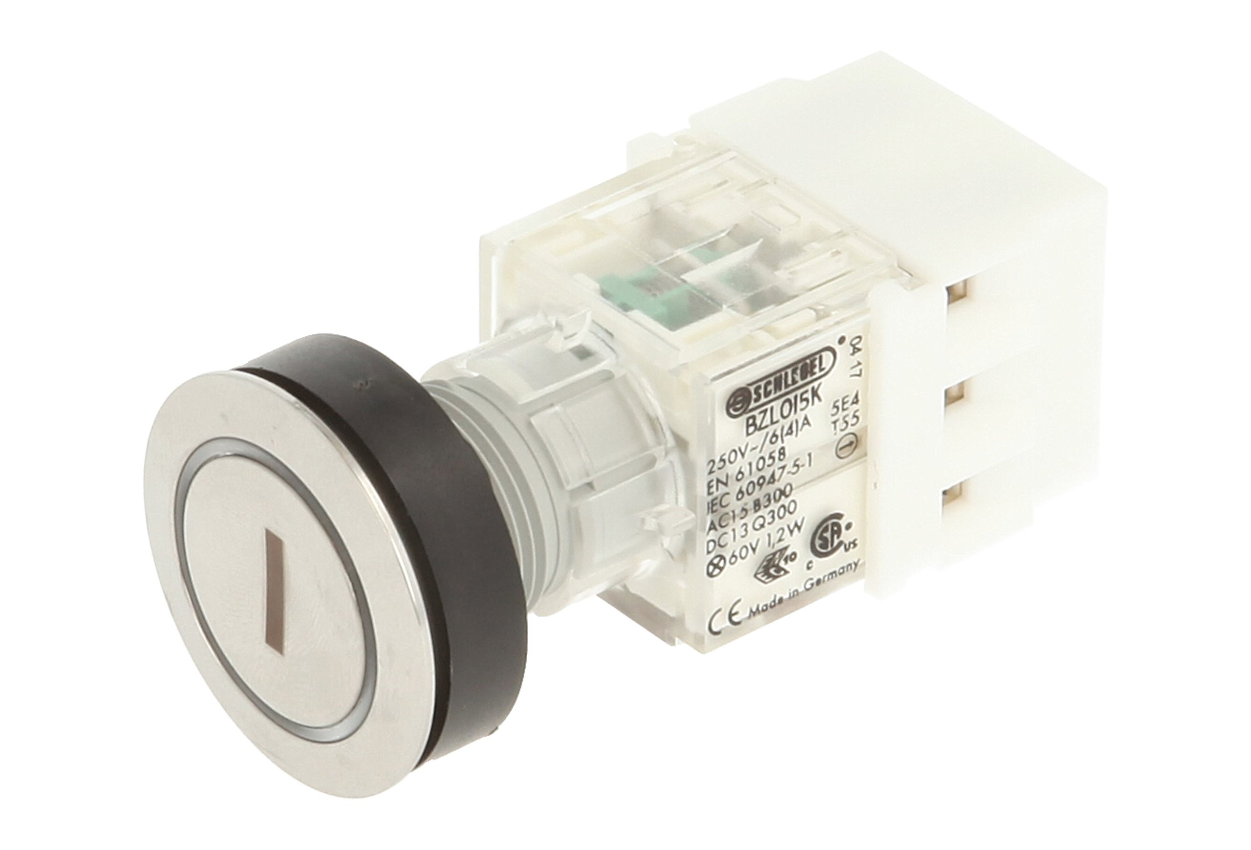 Club 23.000.912 Push Button Stainless Steel Master, Ringlight, Lettering I Symbol Illuminated Momentary Contact 1 N 1 N/O Contact and Screw On Connector LED 24 V WHITE