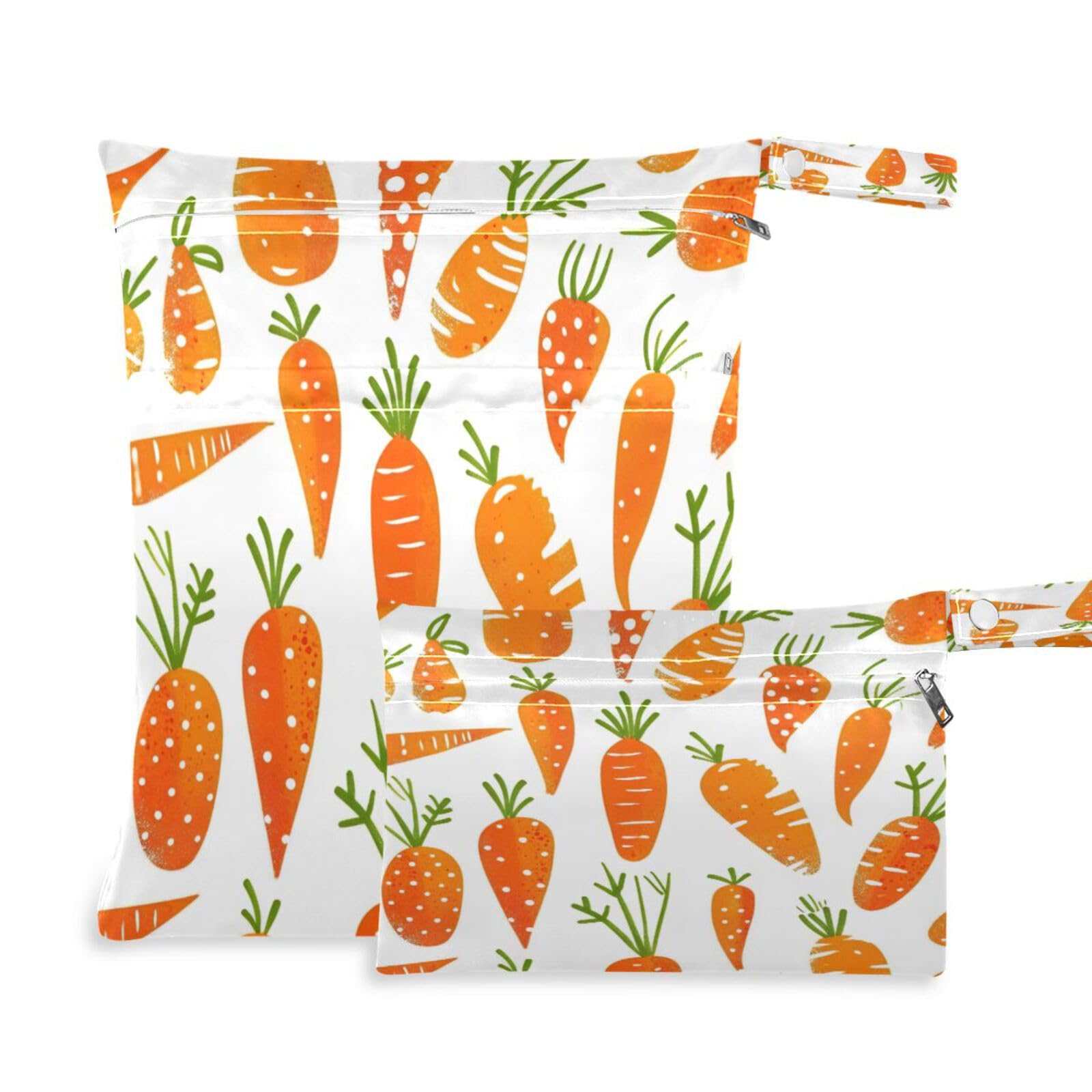 ATTX Beautiful Cartoon Corgi Wet Dry Bags 2-Pack - Reusable Cloth Diaper Storage for Travel, Beach & Gym | Multi-Use Waterproof Bags for Swimsuits, Baby Clothes, Sports Gear#475