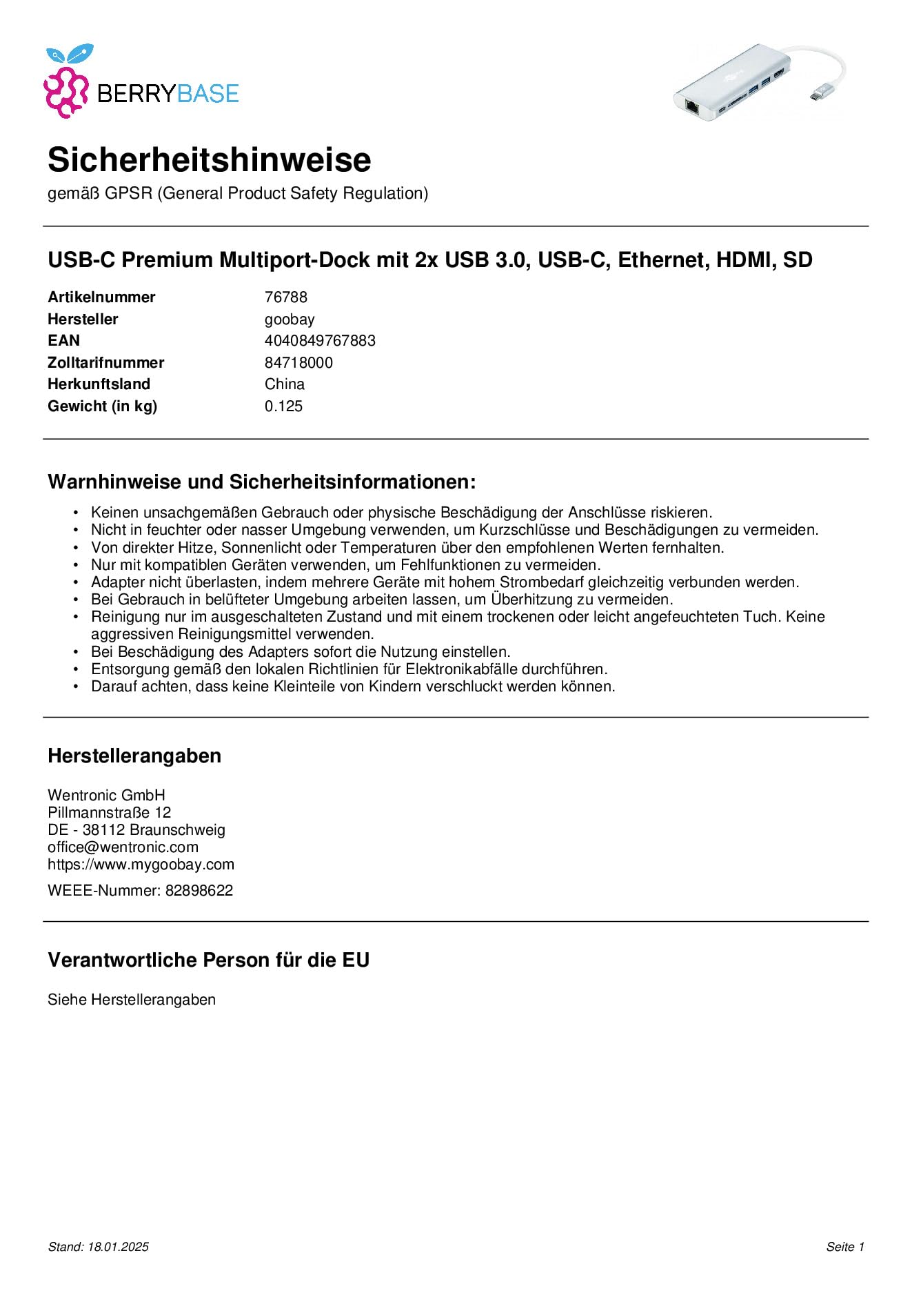 Goobay 76788 6 in 1 Hub USB-C riflette i segnali da USB c a HDMI e dispositivi USB / adatto per laptop, tablet, notebook, monitor, tv, tastiera e per Apple Mac Book e MacBook Pro / argento