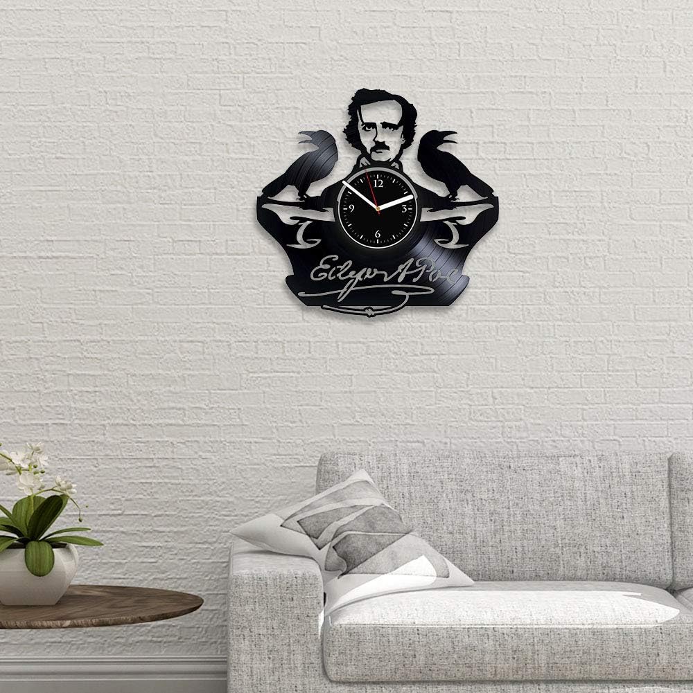 Clock Edgar Allan Poe Vinyl Wall Clock Edgar Poe Xmas Gift Edgar Poe Vinyl Clock Edgar Poe Vinyl Record Clock Edgar Poe Wall Clock Vintage Edgar Poe Clock 12 inch Handmade Gift For Man