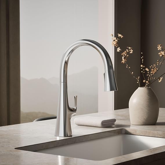 KOHLER K-22068-WB-CP Graze Touchless Smart Voice Control, Kitchen Sink Faucet Konnect, Polished Chrome