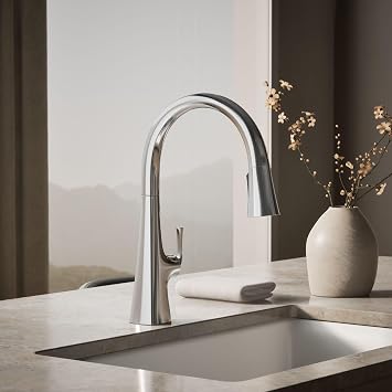 KOHLER K-22068-WB-CP Graze Touchless Smart Voice Control, Kitchen Sink Faucet Konnect, Polished Chrome