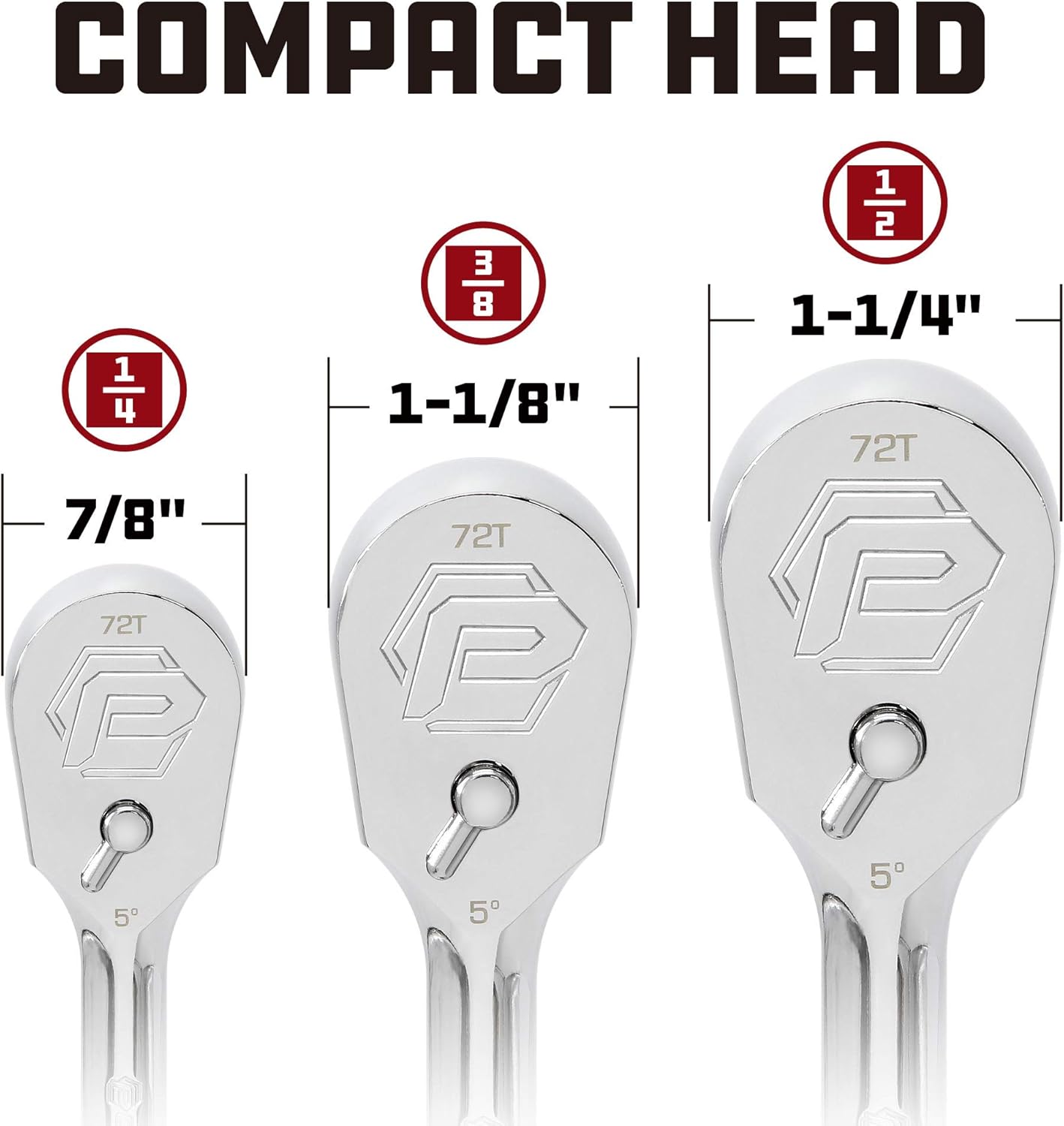 Powerbuilt 3/8-Inch Drive 72 Tooth Sealed Head Ratchet Handle, Reversible Switch, 5 Degree Swing, Chrome Vanadium Steel 649931