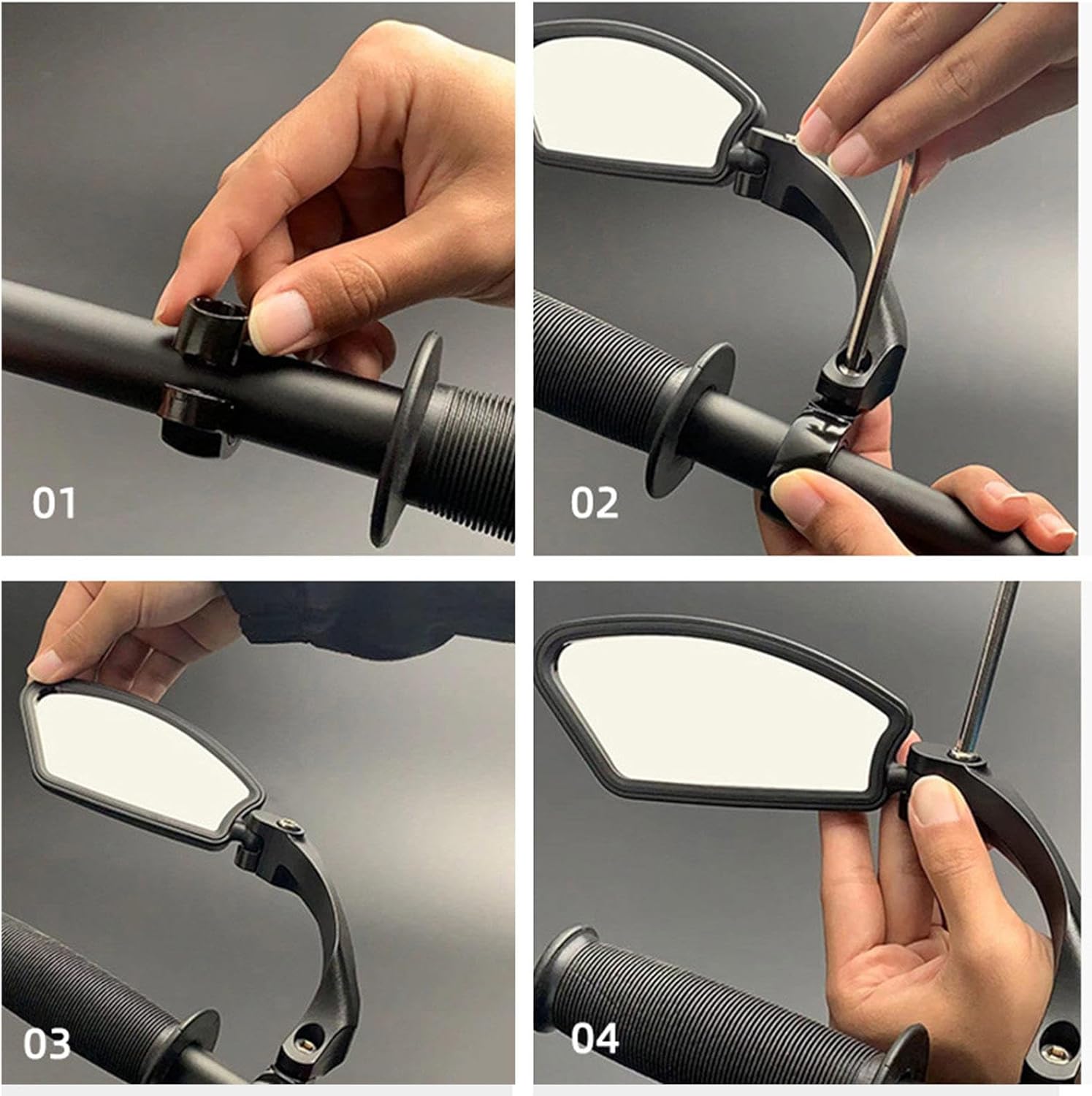 Handlebar Bike Mirror, HD Scratch Resistant Stainless Steel Lens, Ajustable and Rotatable Safe Rearview Bicycle Mirror Bicycle rearview mirror,Left