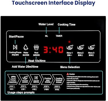 Self-Help Pasta Cooker 2200w, Commercial Noodles Cooking Machine with Touchscreen, Automatic Water Control, Precision Temperature Control, Adjustable Heating time, Anti-Dry Burning Reminder.