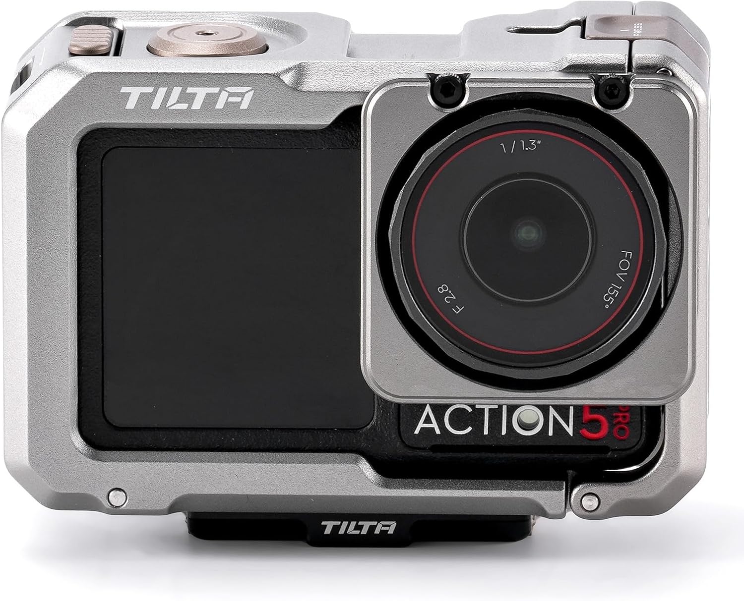 Tilta Full Camera Cage Base Kit Compatible with DJI Osmo Action 3, Action 4, Action 5 Pro (Titanium Gray) | Magnetic 1/4″-20 Baseplate | Cold Shoe Mounts | Magnetic Mount Design | Shock-Absorbing
