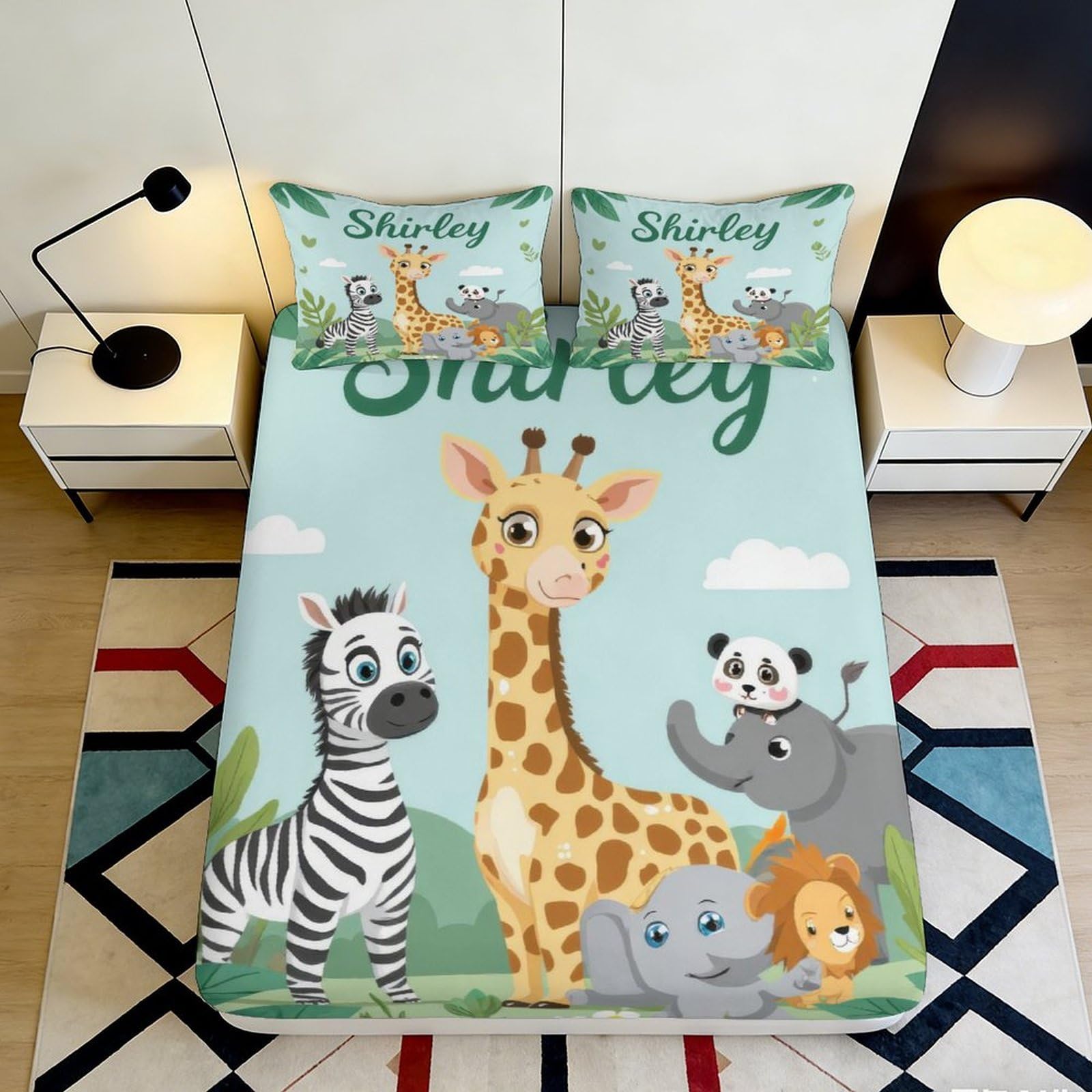 Jqzkxnhpbr Style-10 3D Printed Cartoon Safari Animal Fitted Sheet Microfiber Soft Anti-Slip Jungle Zoo Mattress Cover For Bedroom Dorm Decor 90X200x25cm
