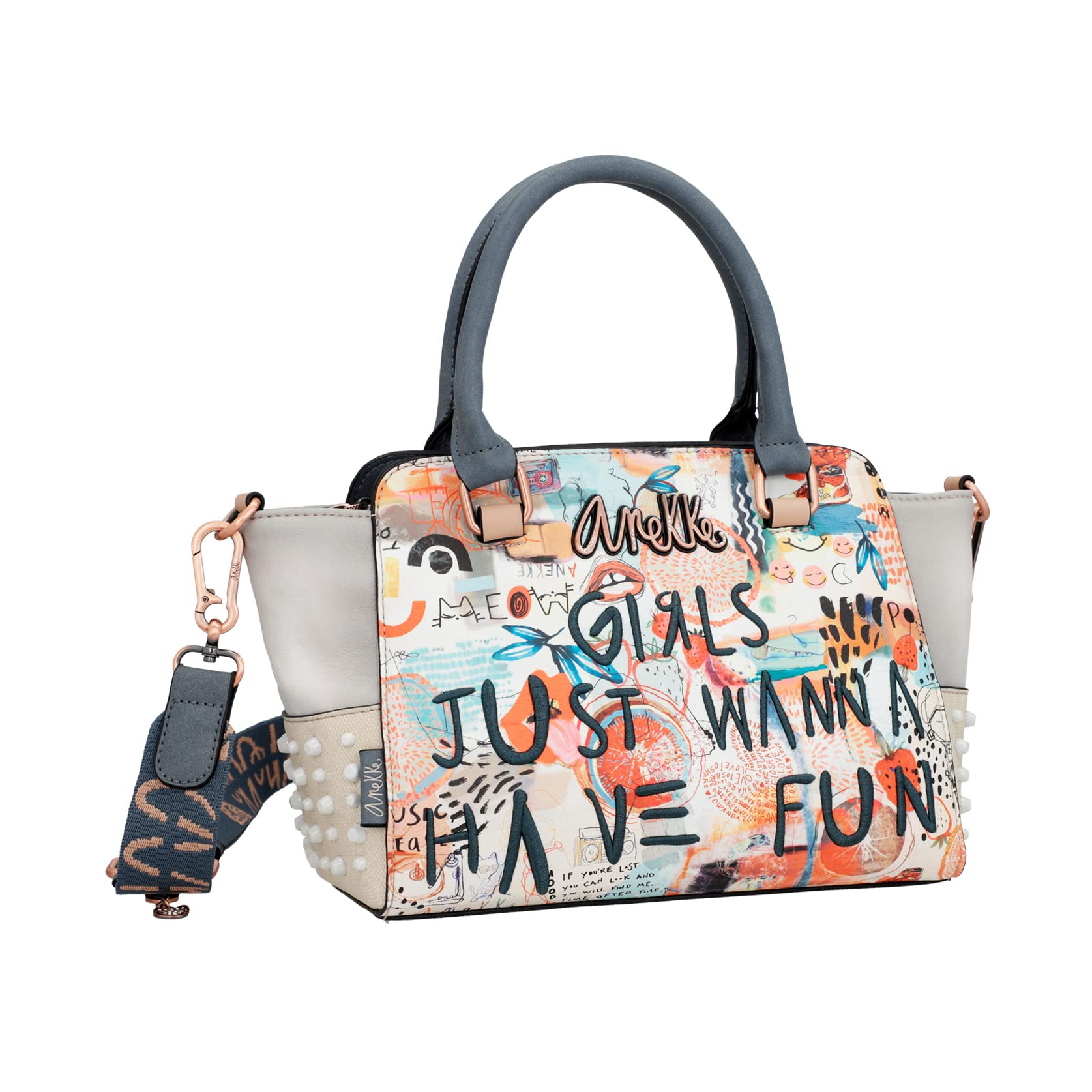 Borsa Da Spiaggia Anekke Spaziosa - 49x35x15 Cm, Con 2 Manici E Chiusura Lampo, Multicolore, Per Donna