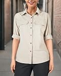 33,000ft Women's UPF 50 UV Sun Protection Shirt, Cool Quick Dry Long Sleeve Outdoor Fishing Hiking Safari Travel Shirt