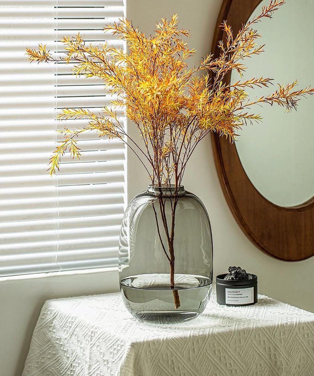 GeLive smoked glass vase for long-stem arrangements