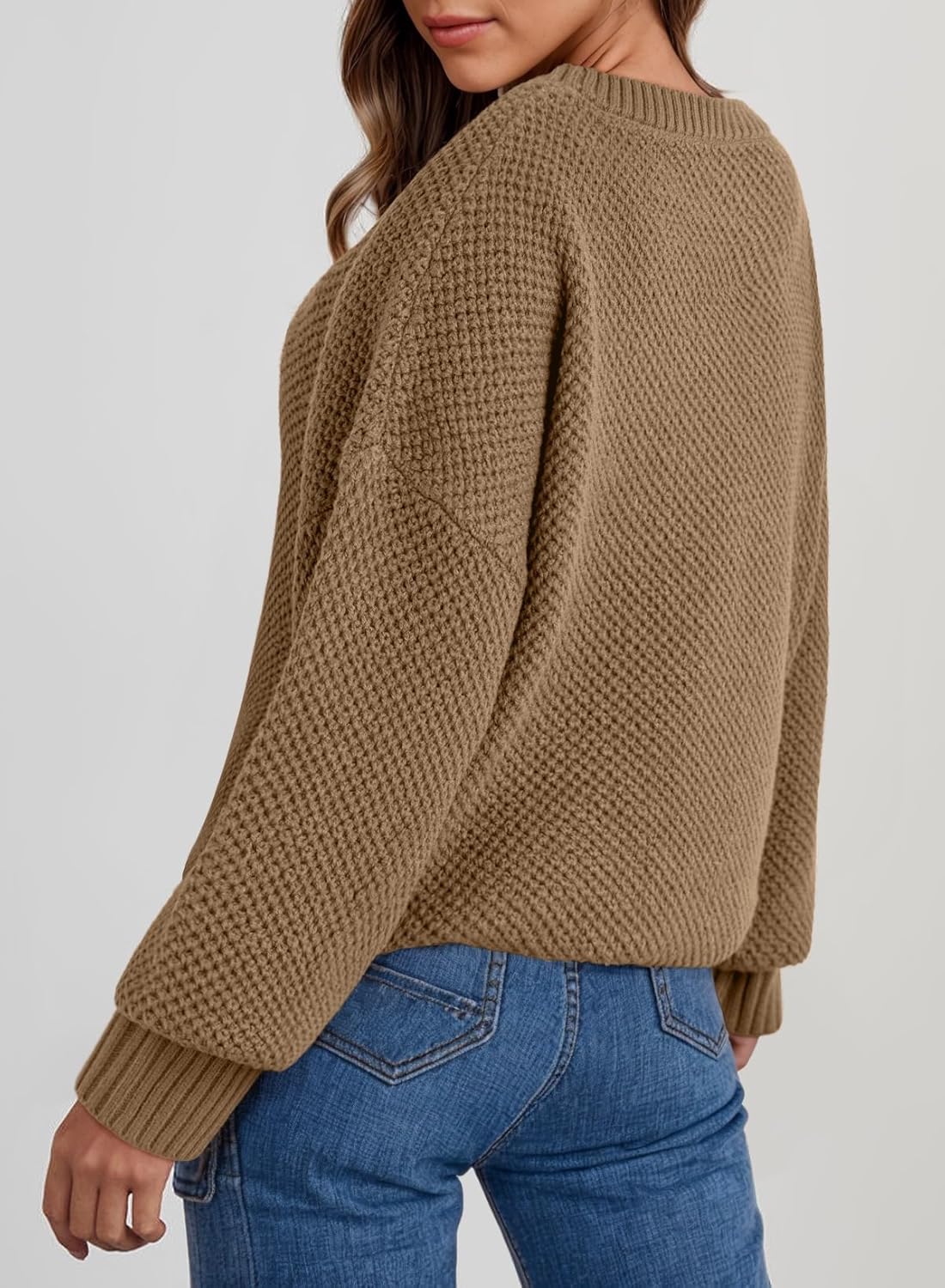 Dokotoo Womens Sweaters Crewneck Ribbed Knit Waffle Pullover Sweaters 2025 Fall Winter Fashion Clothes - Image 2