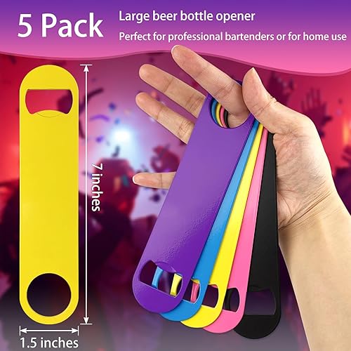 Miniatura 3 de Juego de abrebotellas de acero inoxidable, 7 pulgadas, diseño colorido grande, paquete de 5