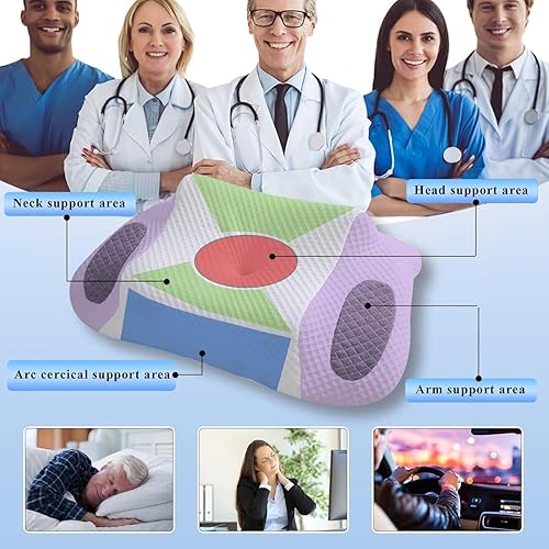 Miniatura 5 de Nastravail Almohada cervical para aliviar el dolor de cuello, almohada de espuma viscoelástica de contorno, almohadas ortopédicas de apoyo para el