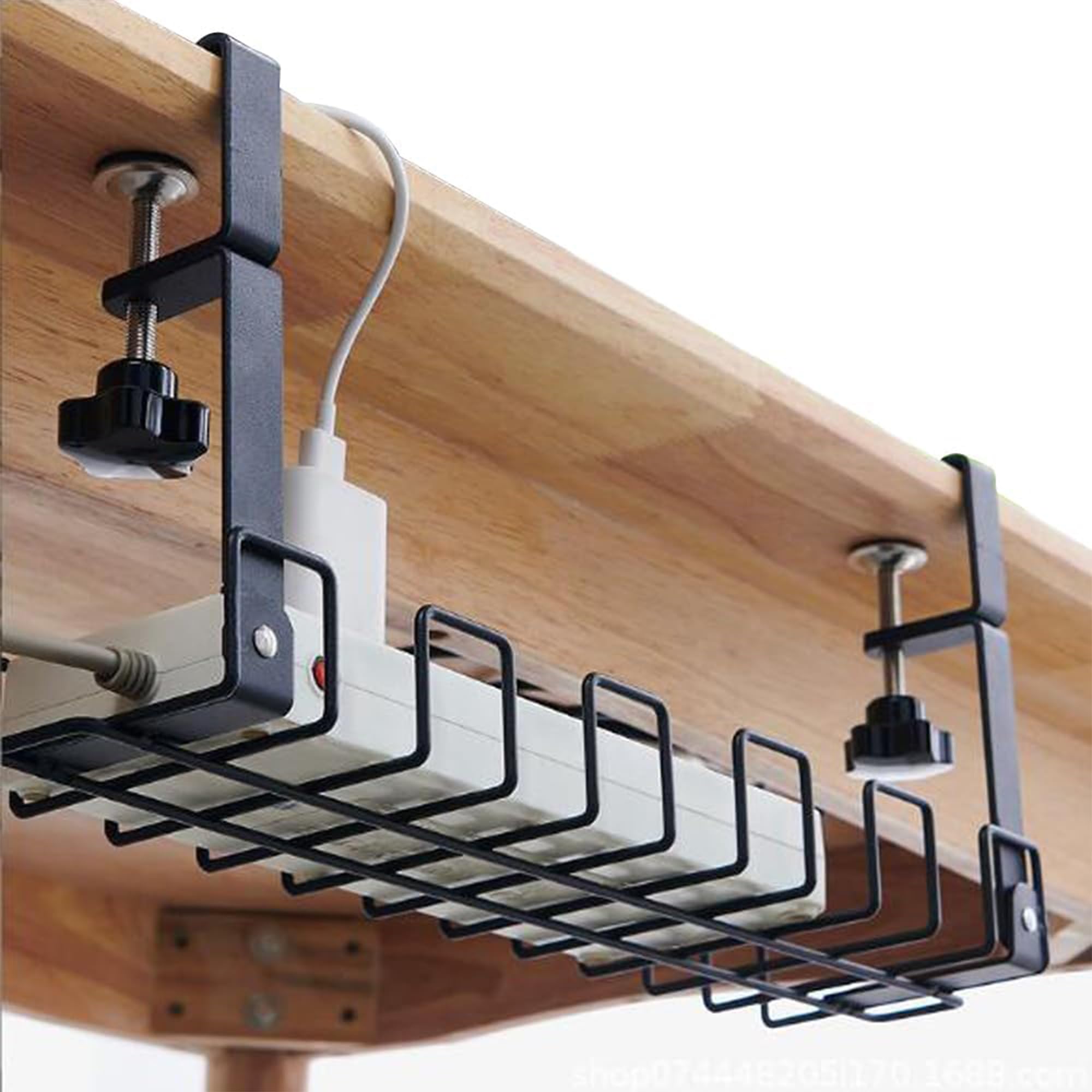 Kuber Industries Iron Under Table Cable Management for Electrical Wires | Shatterproof Cable Organizer for Desk | No Drill Under Desk Wire Management Cable Tray with Clamp | Black (B0DFWKX88J) Amazon Price History, Amazon Price Tracker
