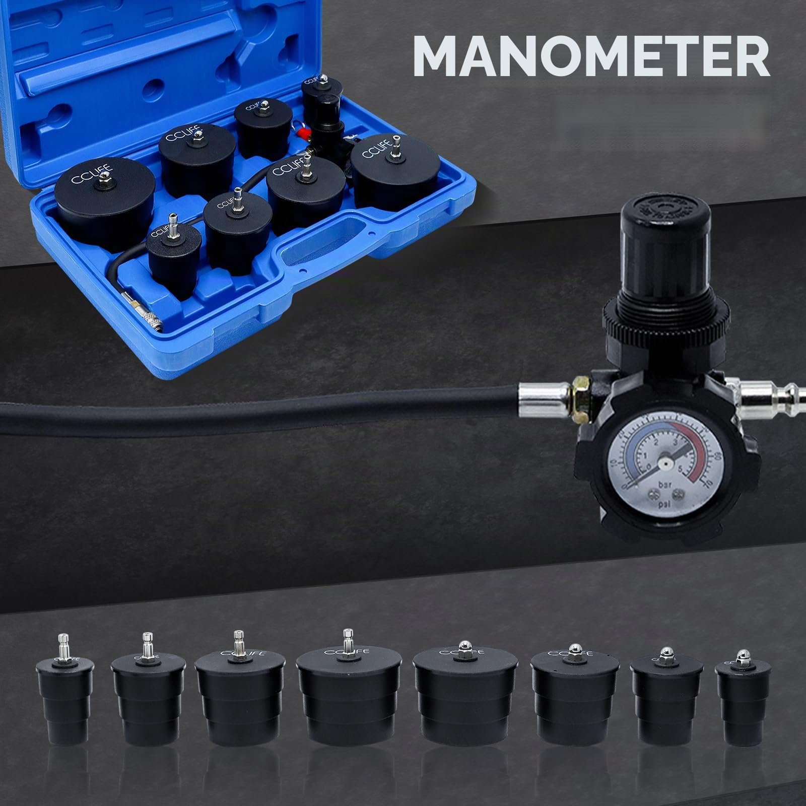 CCLIFE 9tlg Turbolader Ladeluft System Adapter Satz Prüfwerkzeuge Ladeluftkühler Abdrücksatz