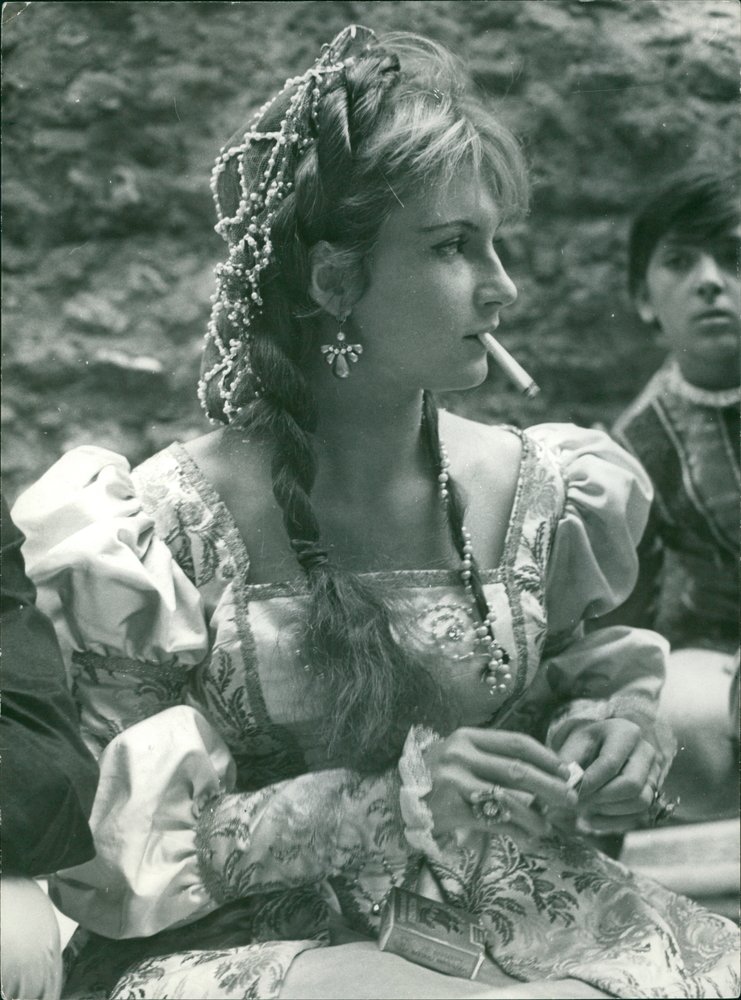 Vintage photo of Mijanou Bardot smoking. 1960.