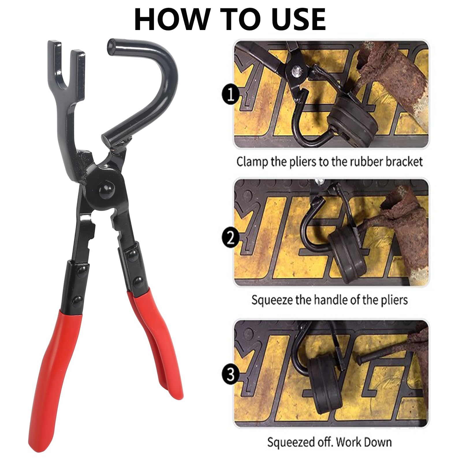 Alicates de Goma de Escape, Herramienta para Quitar el Colgador, Extractor de Mangueras, Extracción del Gancho del Silenciador, Accesorios