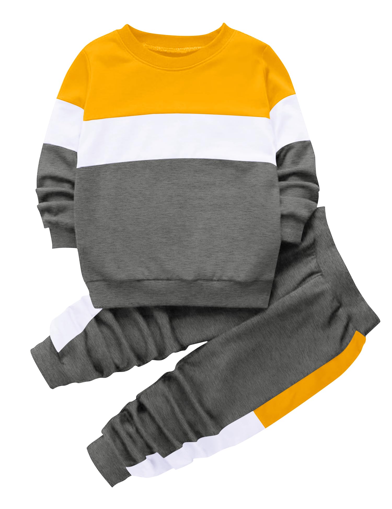Babioboa Boy's 2 Piece Active Tracksuit Sets Casual Pullover Sweatsuit Color Block Long Sleeve Sweatshirts &amp; Jogger Pants
