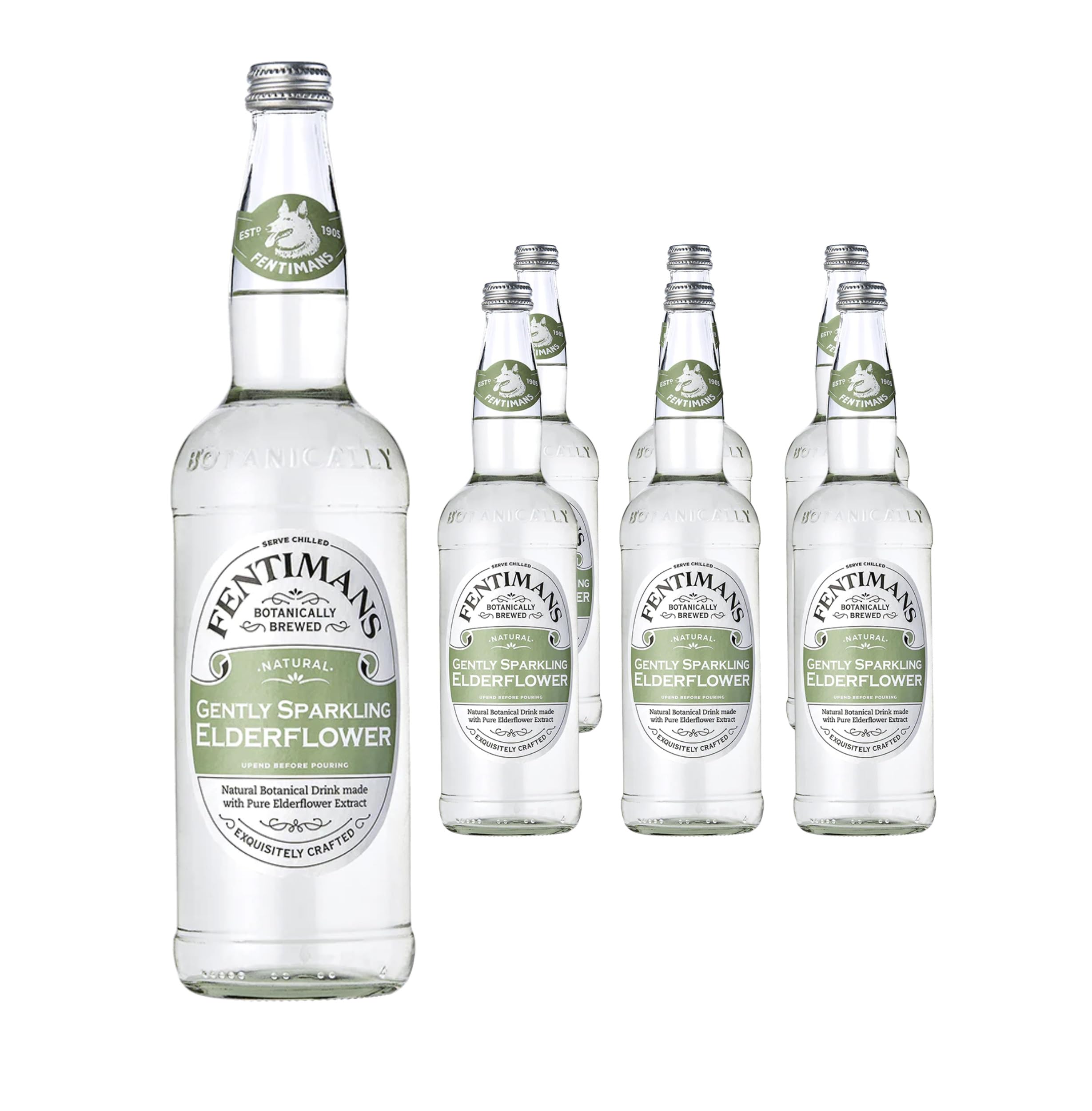 FentimansGently Sparkling Elderflower - Botanically Brewed Drink - Exquisitely Crafted & Refreshing Soft Drinks - Gluten-Free and Vegan Friendly Soft Drinks - 6 x 750 ml Bottles