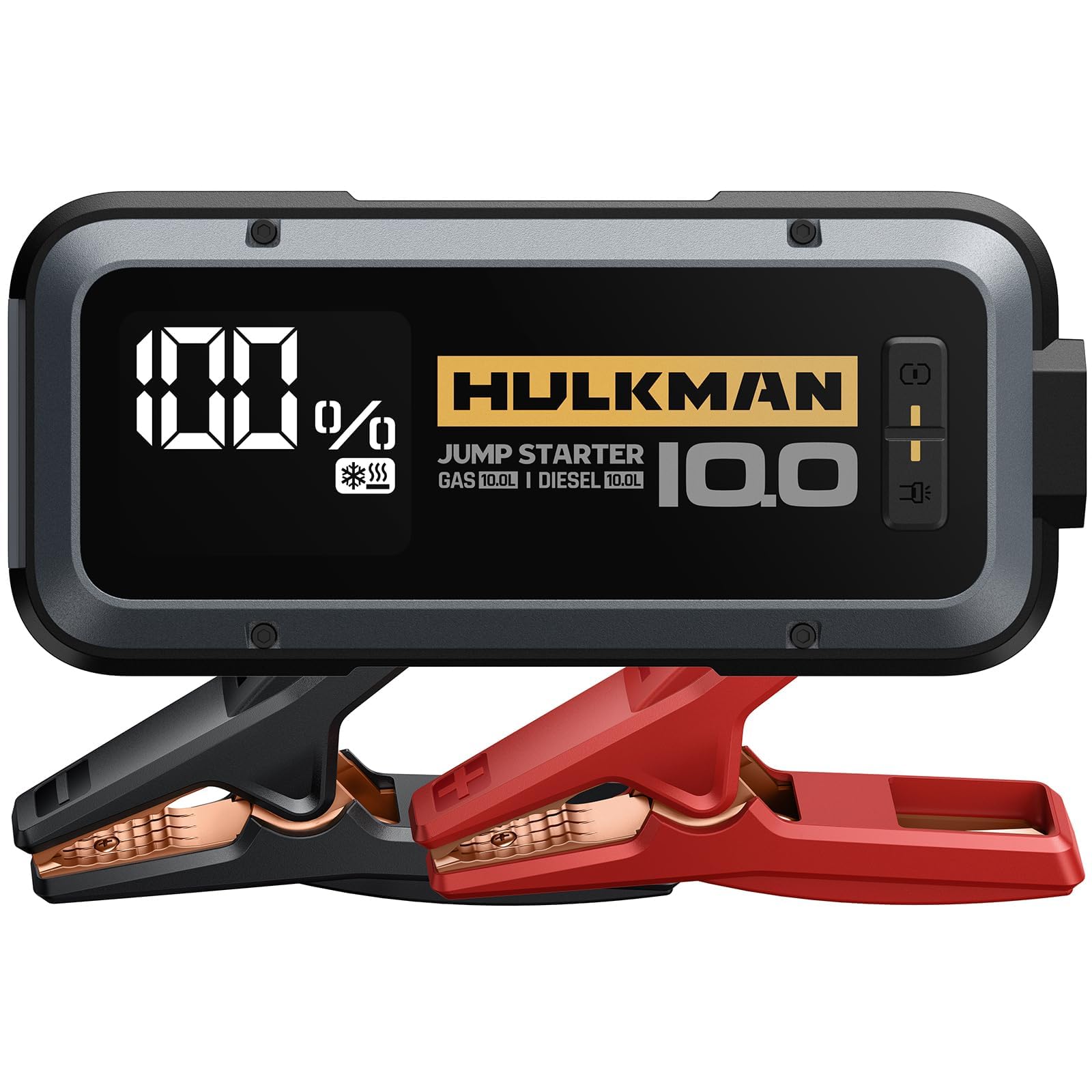 HULKMAN Alpha 100 Avviatore di Emergenza Portatile 4000A 12V Booster al Litio Professionale per Auto e Moto e Cavi di Avviamento per Motori a Benzina fino a 10L e Diesel fino a 10L