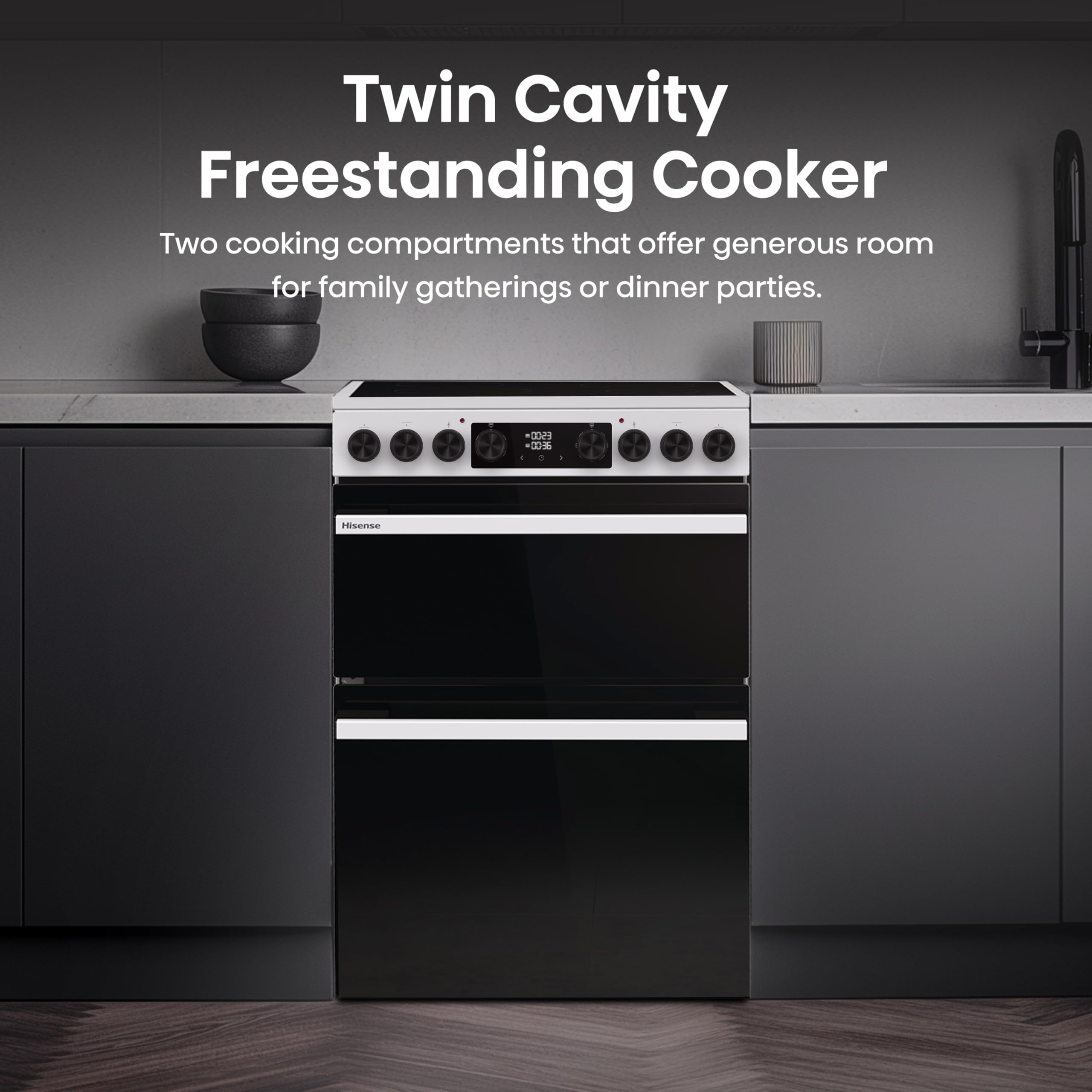 Hisense Hi6 Max 60cm Electric Cooker with Ceramic Hob HDCEC6C20W - White - A Rated — view 17