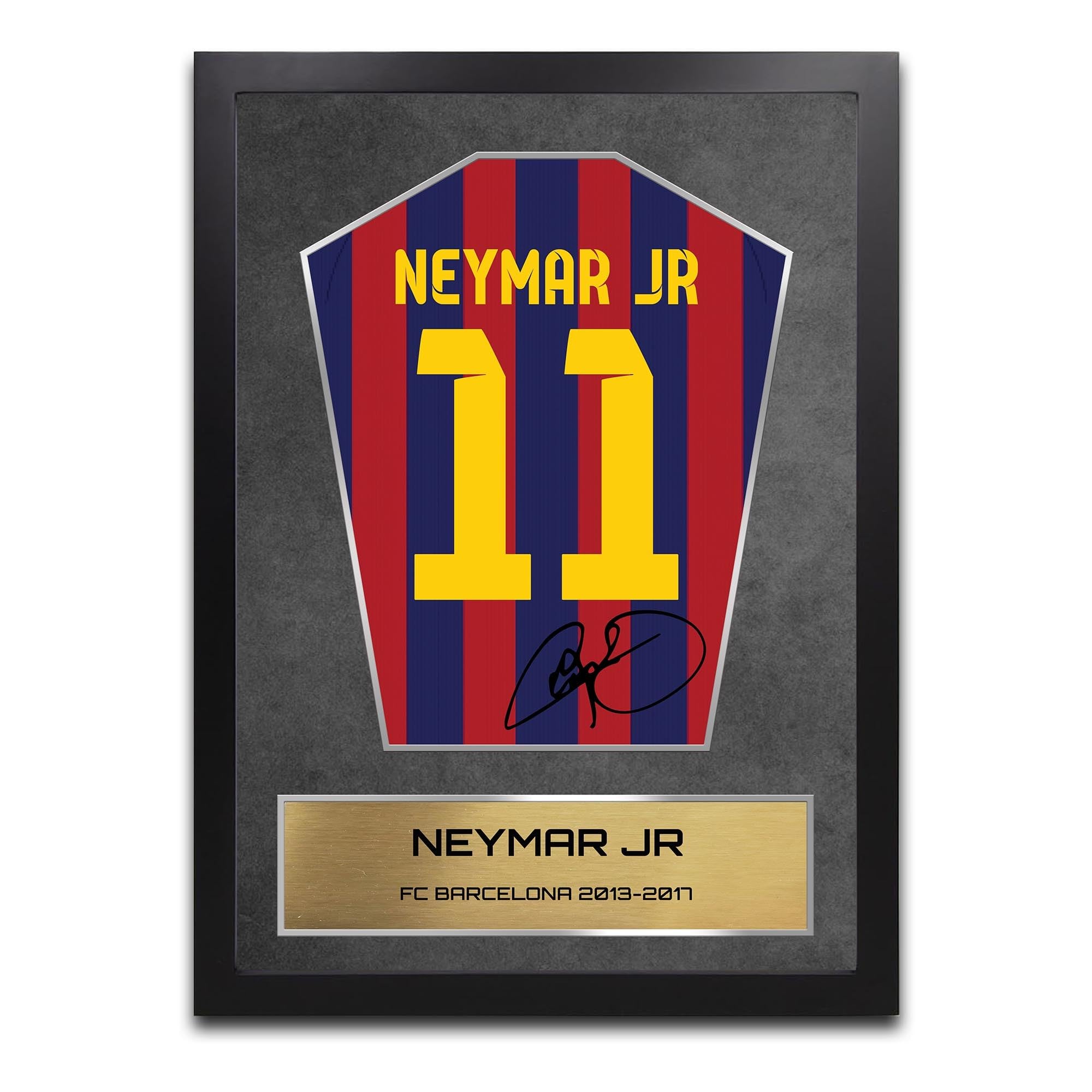 Neymar Jr Barcelona Shirt Display Framed - Autograph Print Football Memorabilia A3 Framed