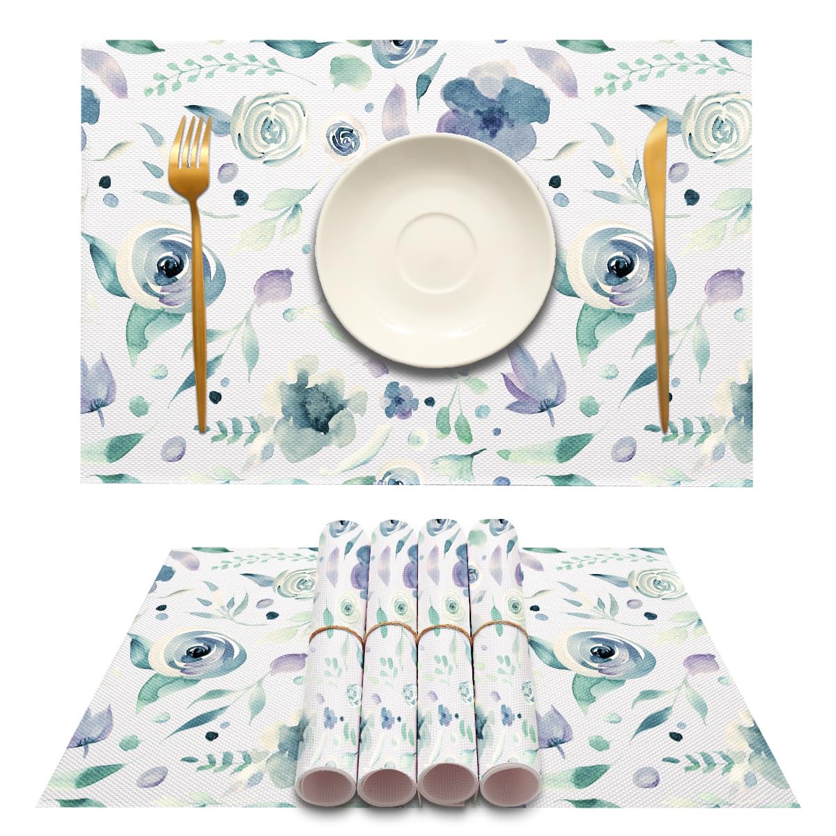 Lot De 6 Sets De Table Lavables MAYCARI - Motifs Colorés, Antidérapants Et Résistants à La Chaleur Jusqu'à 80°C (45x30 Cm)