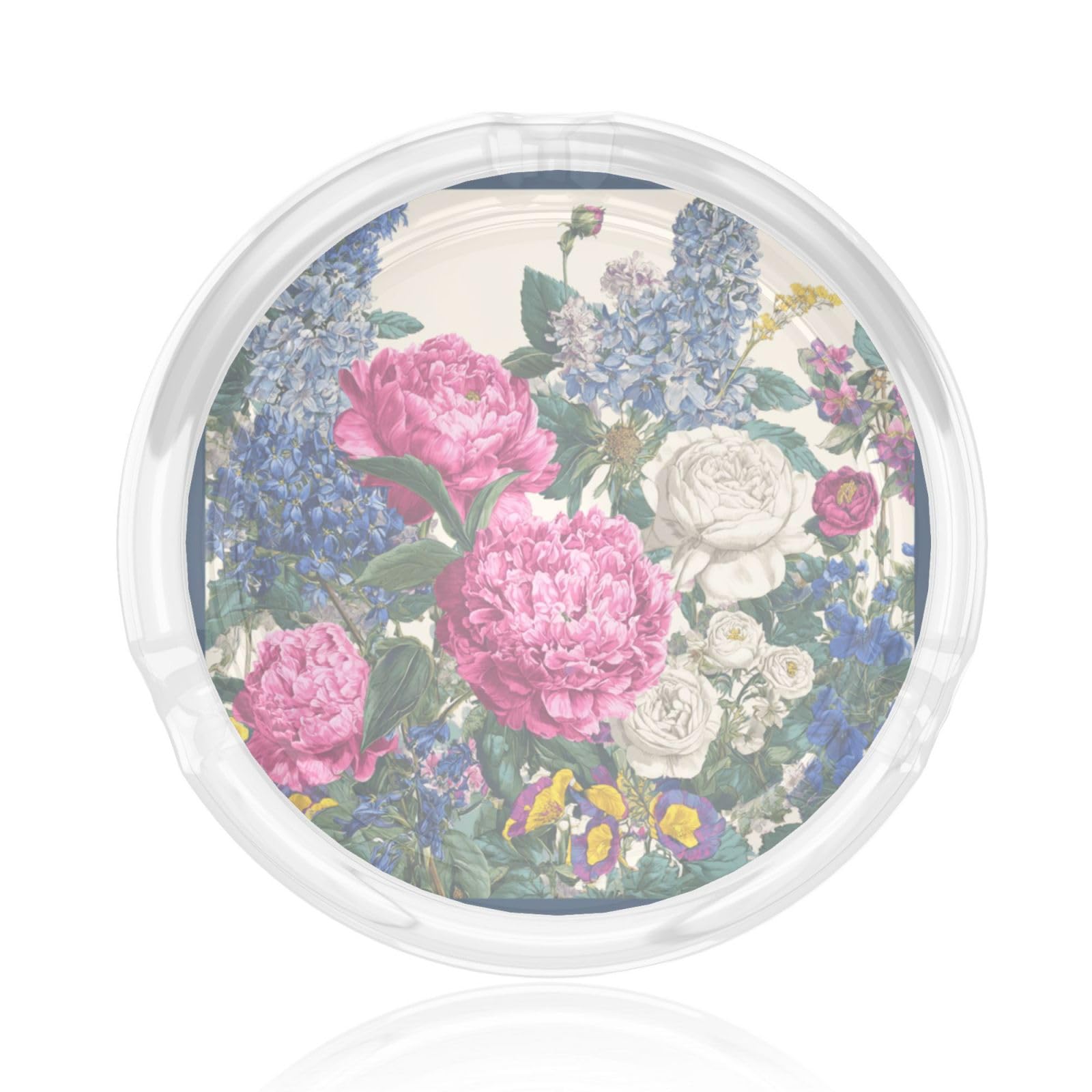 Large Pink Peonies Blue Flowers White Roses Glass Ashtray For Cigarettes Ash Trays Case For Home Office Decor