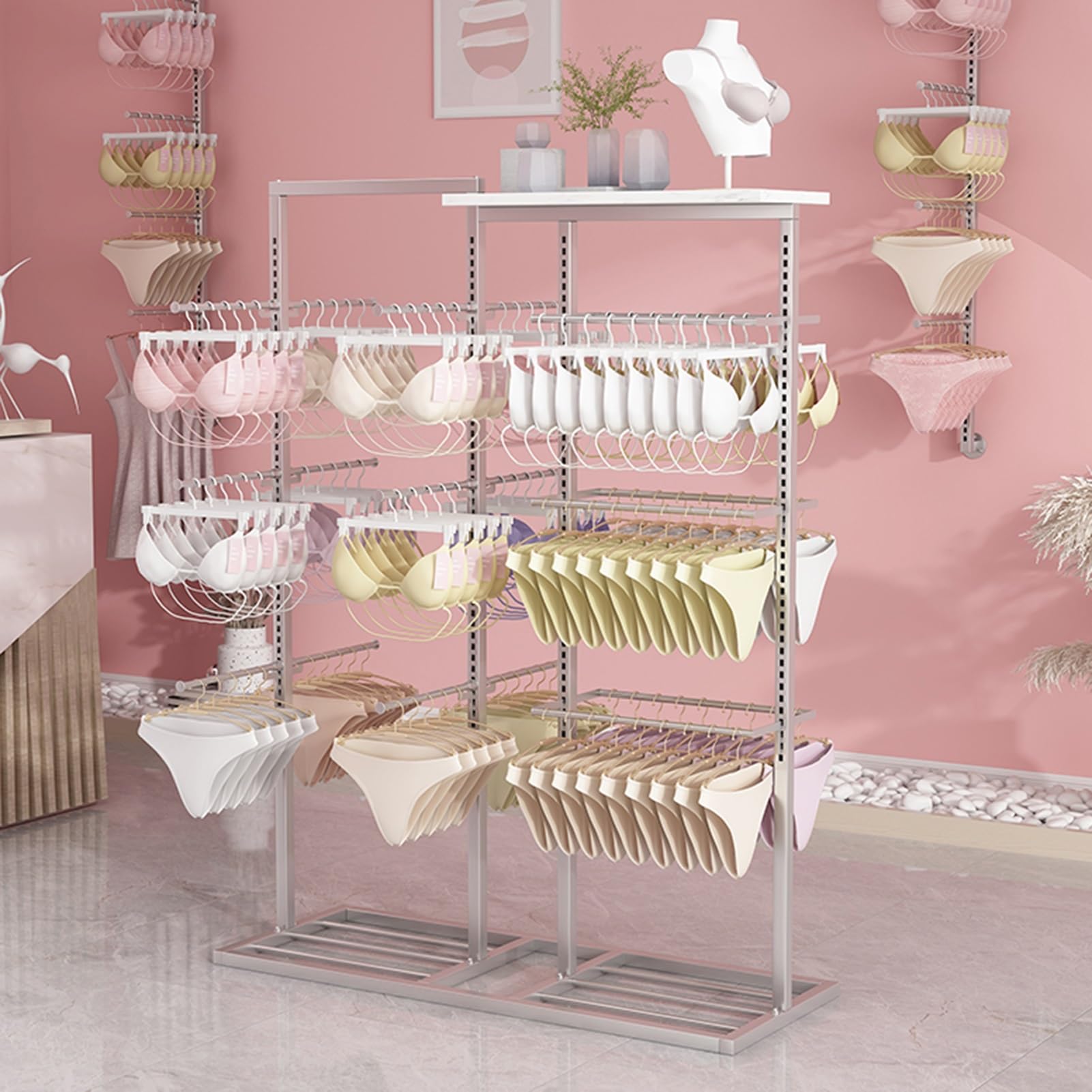 Espositore Per Biancheria Intima, Espositore Per Negozi Di Abbigliamento Commerciale Di Grande Capacità, Appendiabiti Per Costumi Da Bagno, Adatto Per Negozi Di Abbigliamento Di Biancheria Intima(Colo