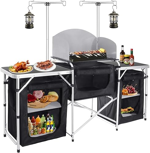 Miniatura 8 de Moosinily Poste de lámpara para mesa de campamento de 3 pies4 pies5 pies6 pies, mesa de picnic, camping, cocina, campamento, farol, soporte de