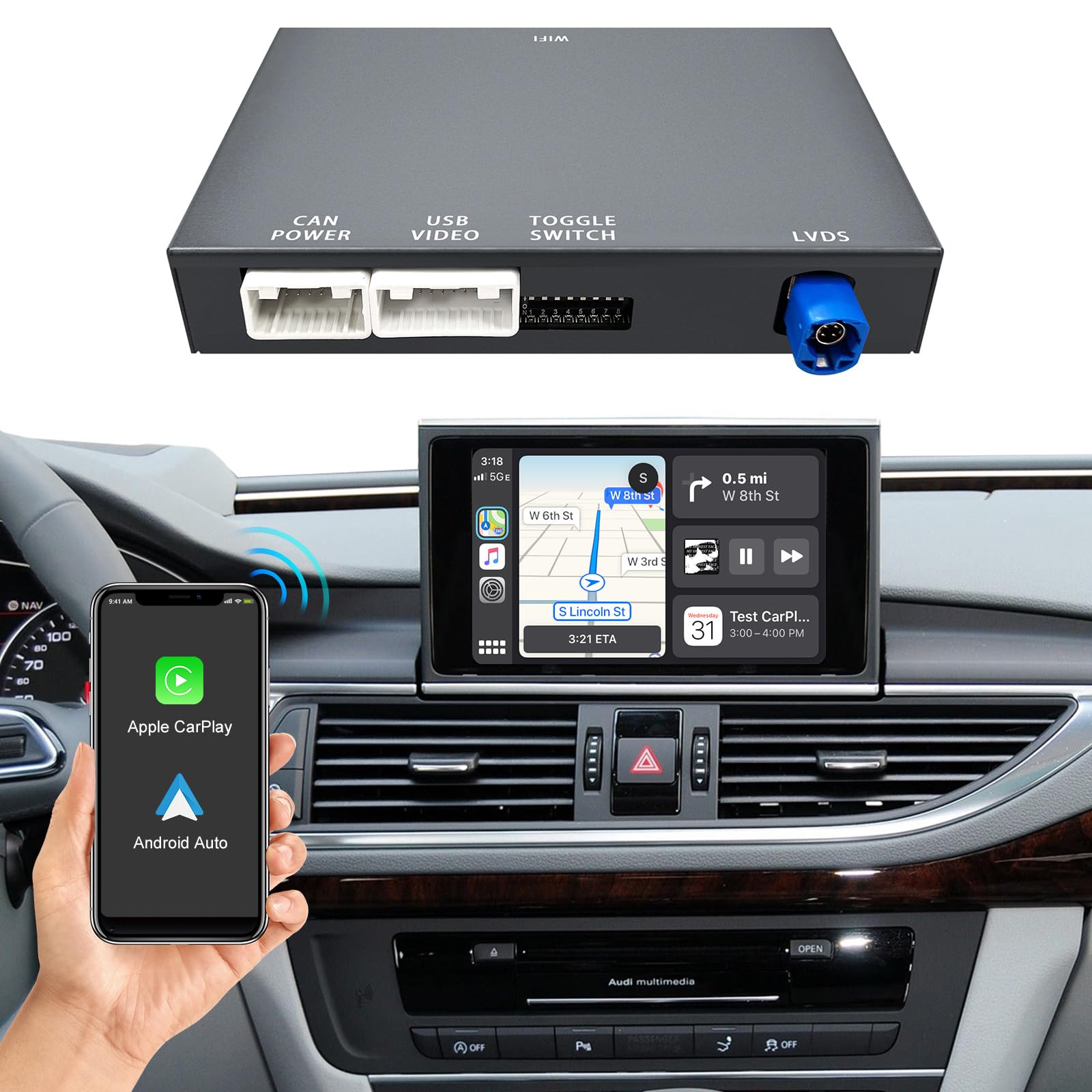 Mise à niveau Audi A6 A7 écran d'origine dépassé solution Carplay Android Auto - 8