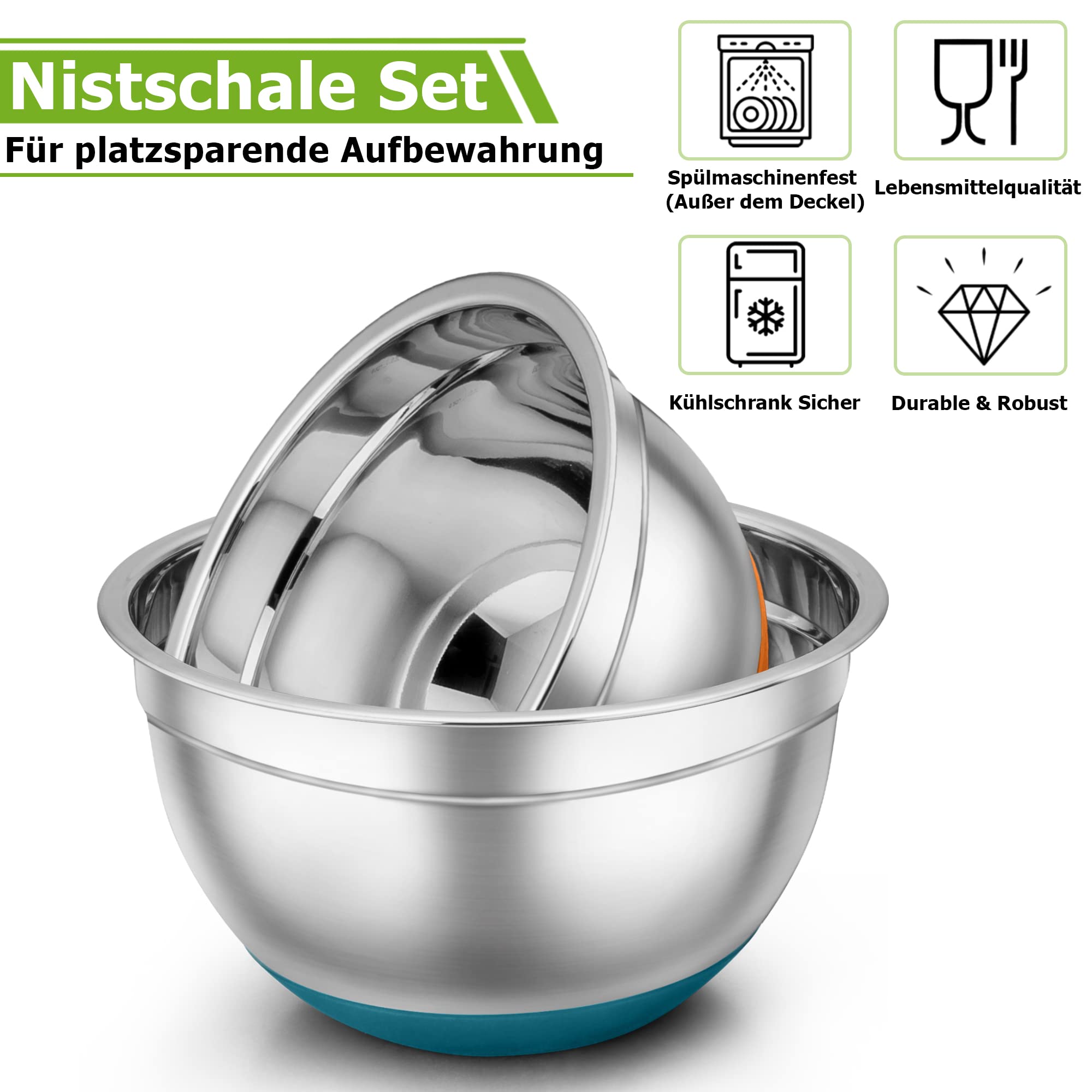 TEAMFAR Set di 7 Ciotole in Acciaio Inox