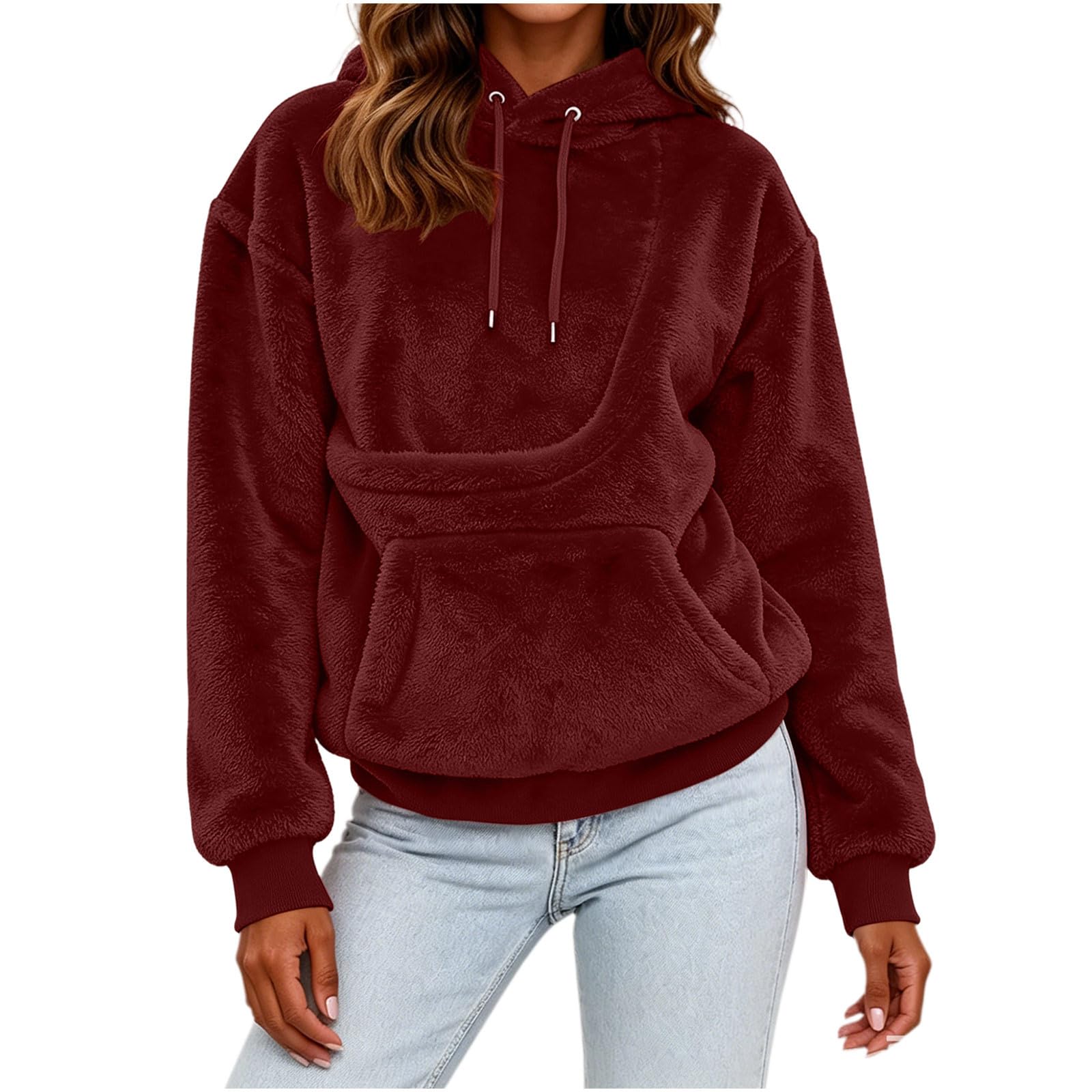 KHIRVWL Felpa Donna con Cappuccio Oversize Streetwear Cotone Felpe Sportive | Tessuto Confortevole, Design Basic, Vestibilità Larga, Facile da Abbinare, Perfetta per Casa, Viaggi e Passeggiate