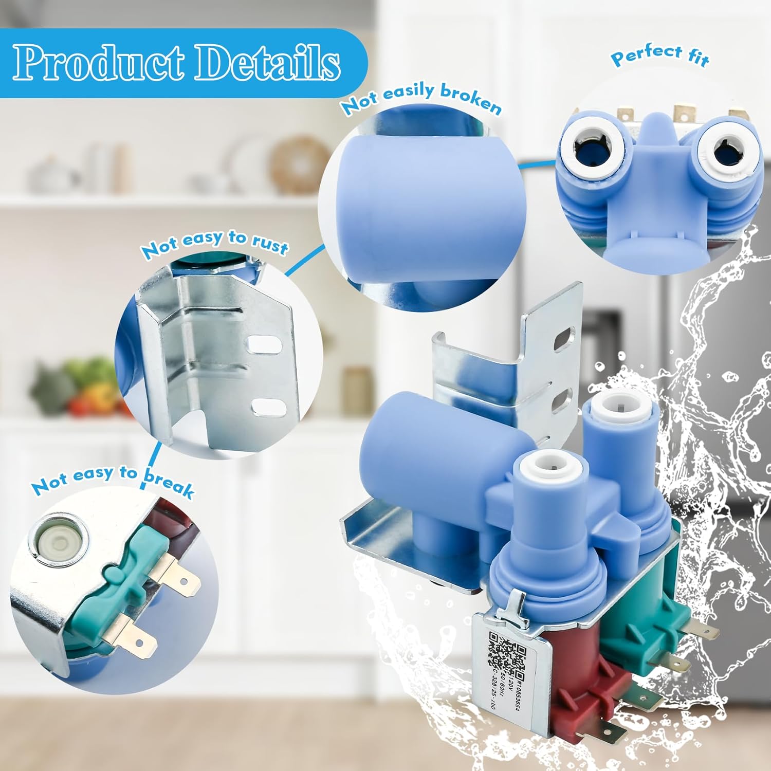 W10853654 Water Inlet Valve Compatible with whirlpool, kenmore, kitchenaid, roper, Inglis etc Refrigerator, Replace 2182106 2188778 K-75384 AP5989758 PS11731255 2181707 2181729 etc, 1 Year warranty