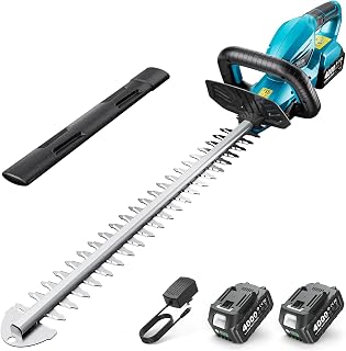 SEESII 20V Cordless Hedge Trimmer: 20" Dual-Action Blades, Dual 4.0Ah Batteries, 18mm Cut, 180° Rotating Handle - Lightweight Bush Shrub Clipper
