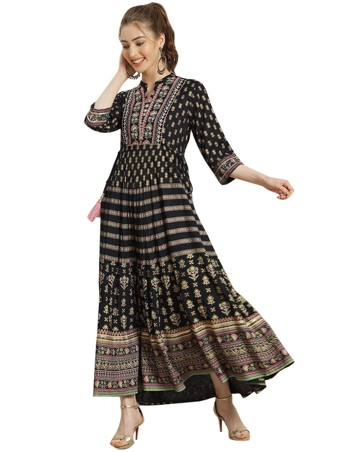 JuniperRayon Embroidered Flared Dress