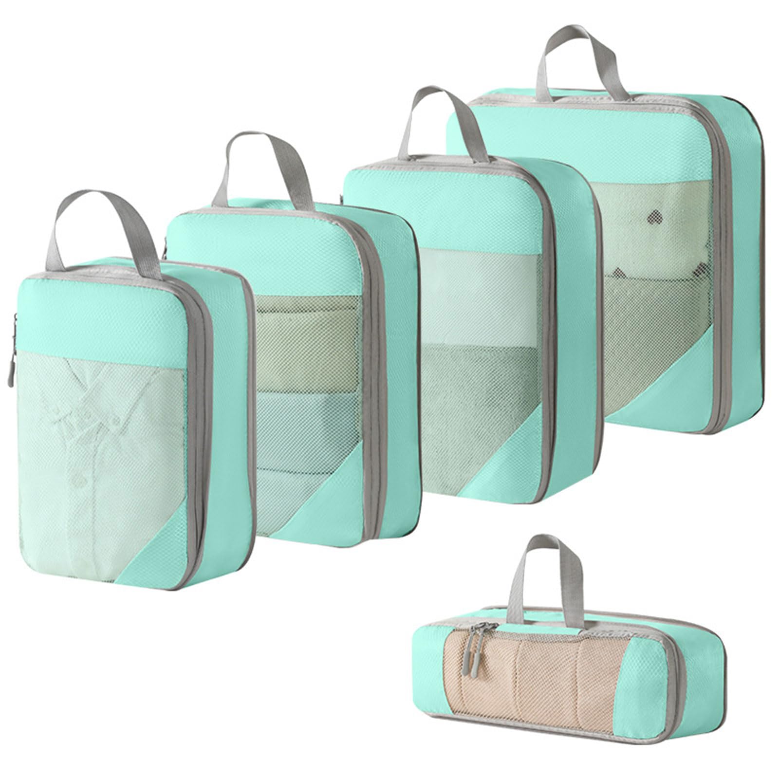 5 Pz/Set Borsa da Viaggio Compressione Imballaggio Cubi Sacchetto Di Stoccaggio Leggero Bagagli Portatile Valigia Organizzatori Astuccio