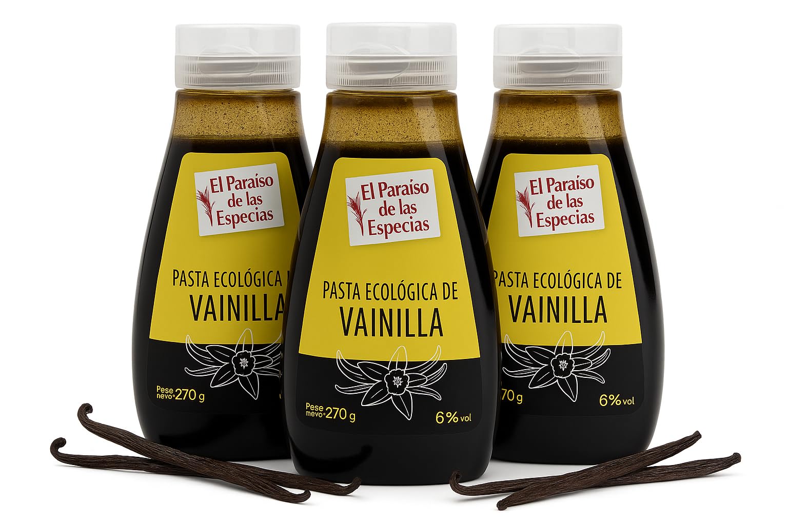 Vainilla en Pasta 270gr – Pack de 3 unidades – El Paraíso de las Especias – Extracto Natural con Semillas, Sin Aditivos, Ideal para Repostería Gourmet, Helados y Postres